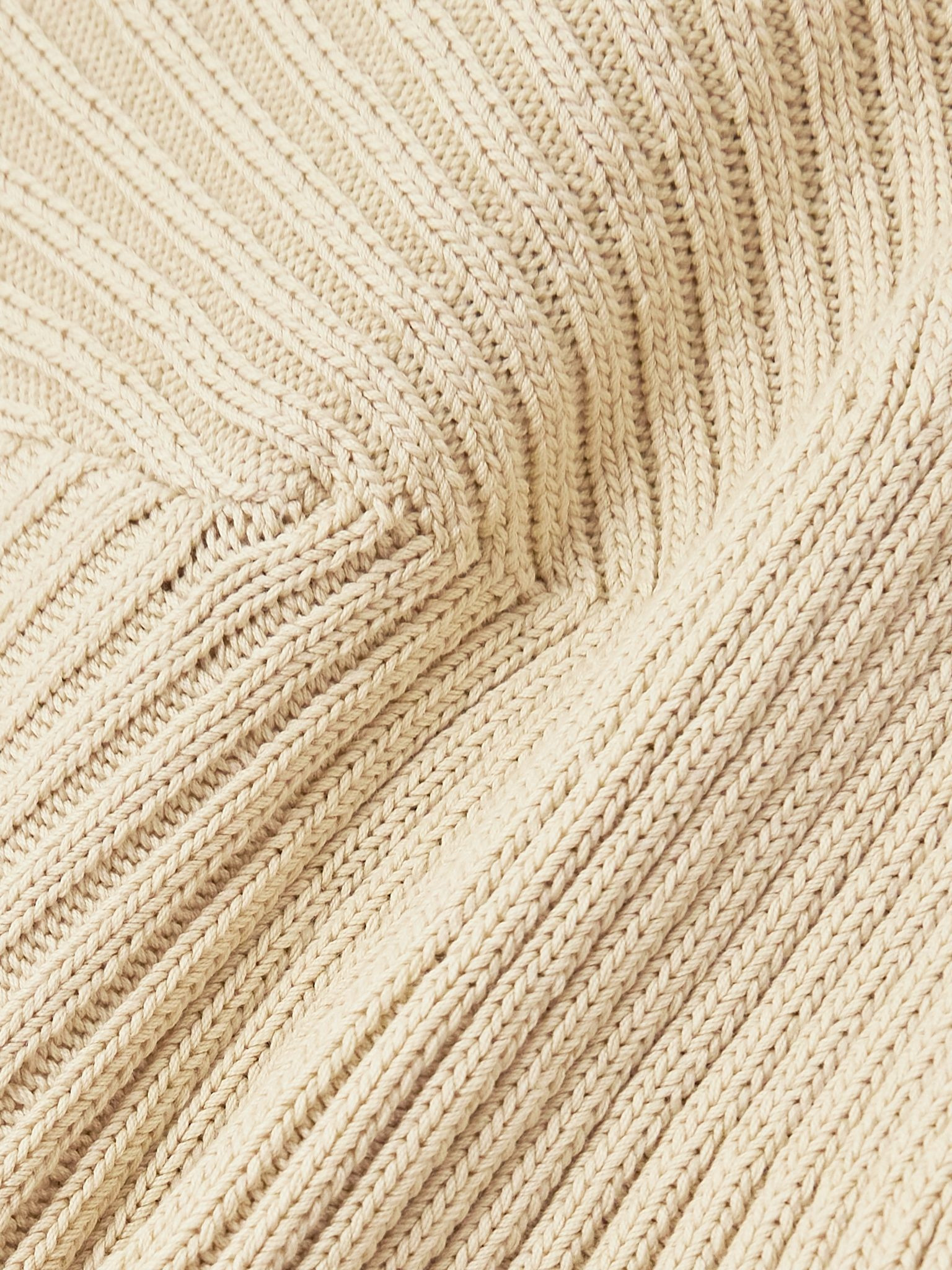 Annemie asymmetric ribbed cotton top Beige - 4