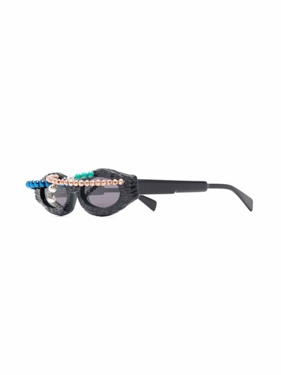 Kuboraum bead-detail round-frame sunglasses outlook