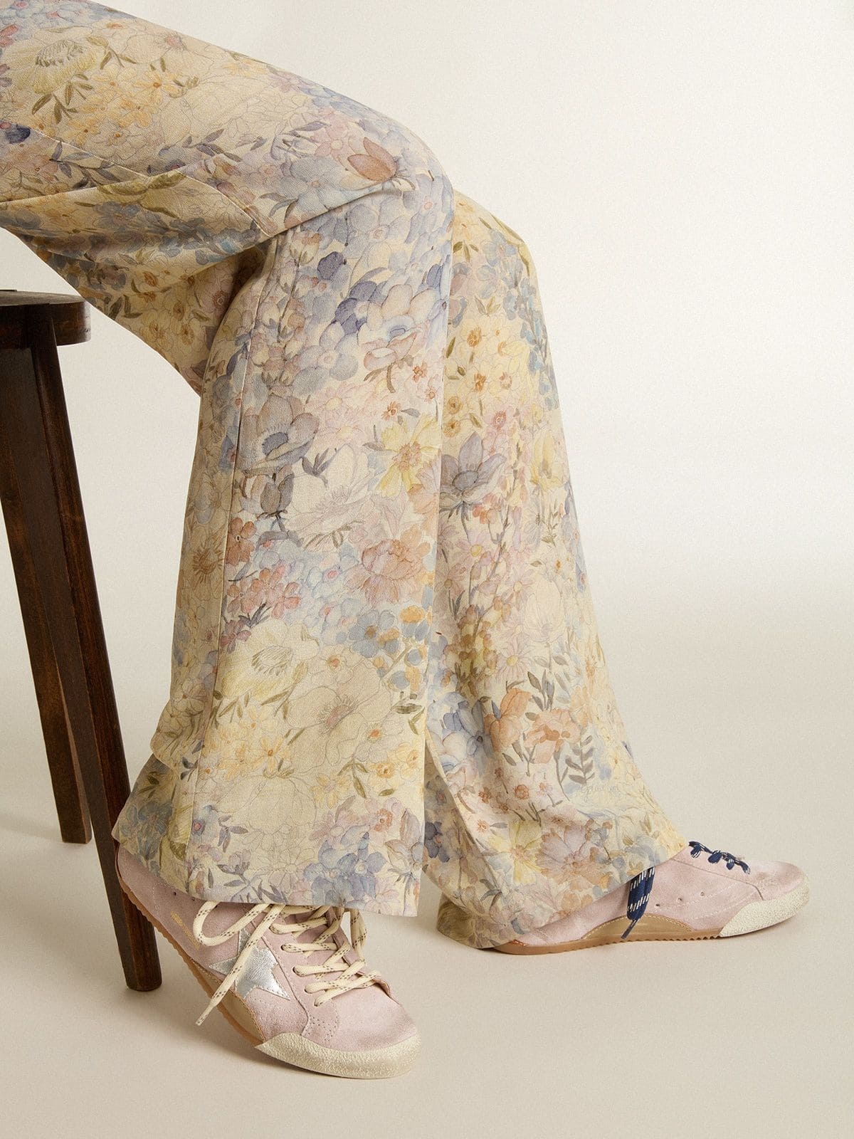 Women's True-Star in pastel pink suede with silver star and heel tab - 3