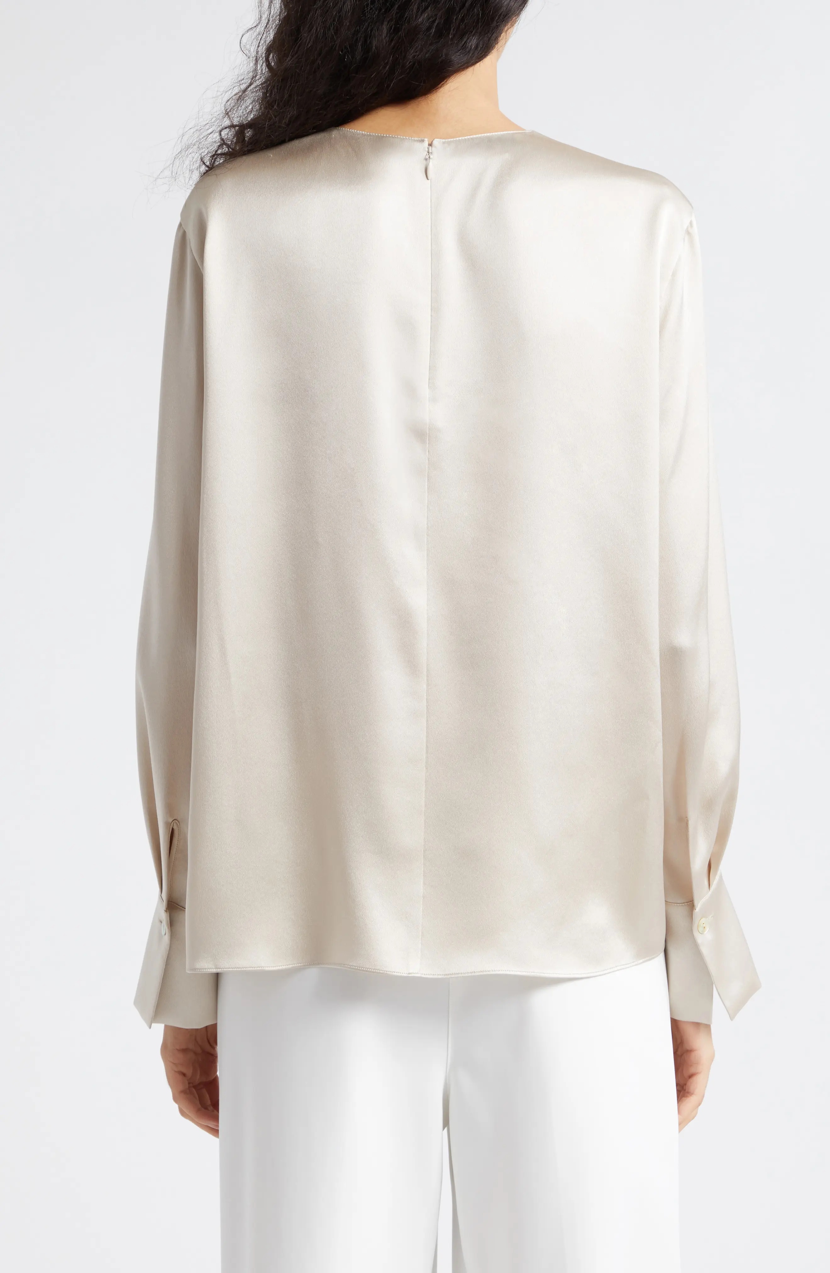 Long Sleeve Silk Top - 2