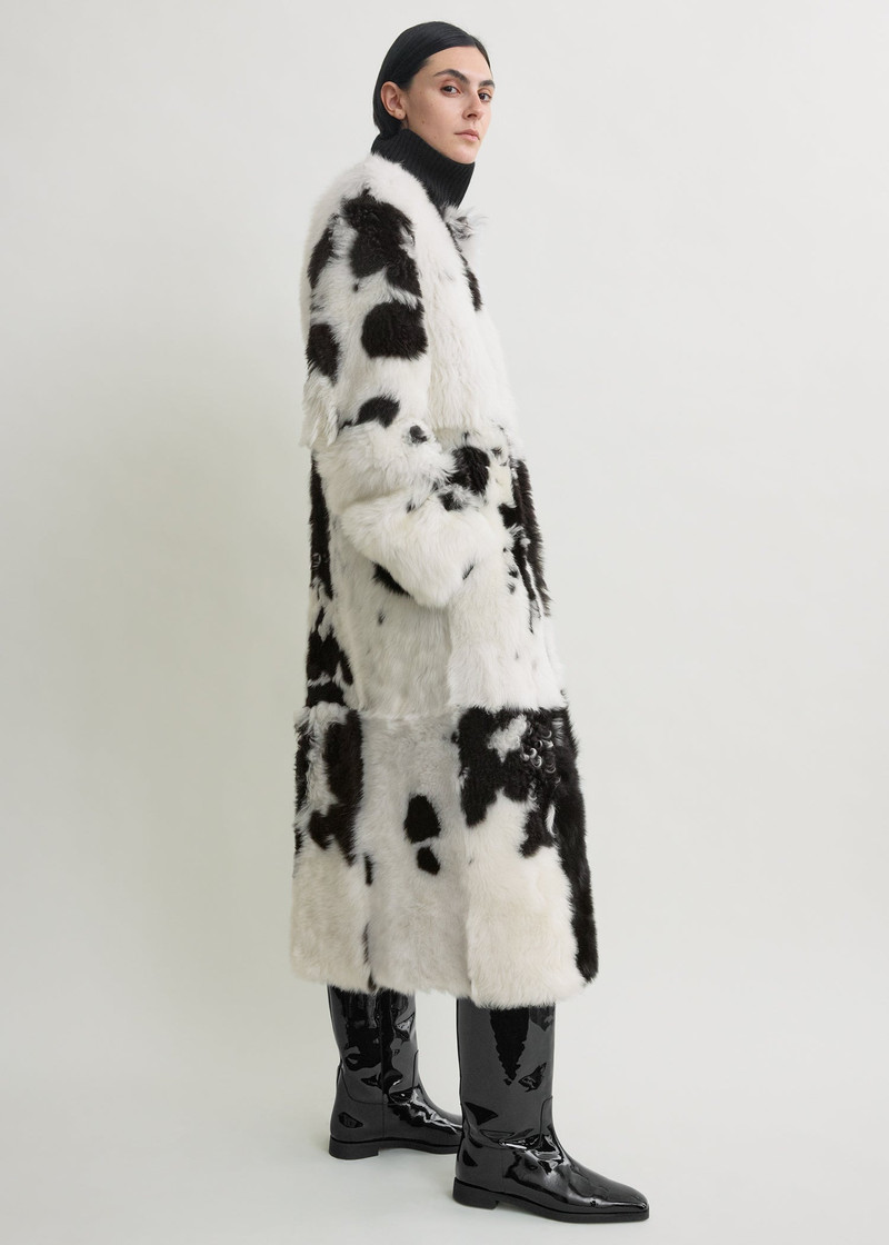 Monochrome shearling coat black/white 3