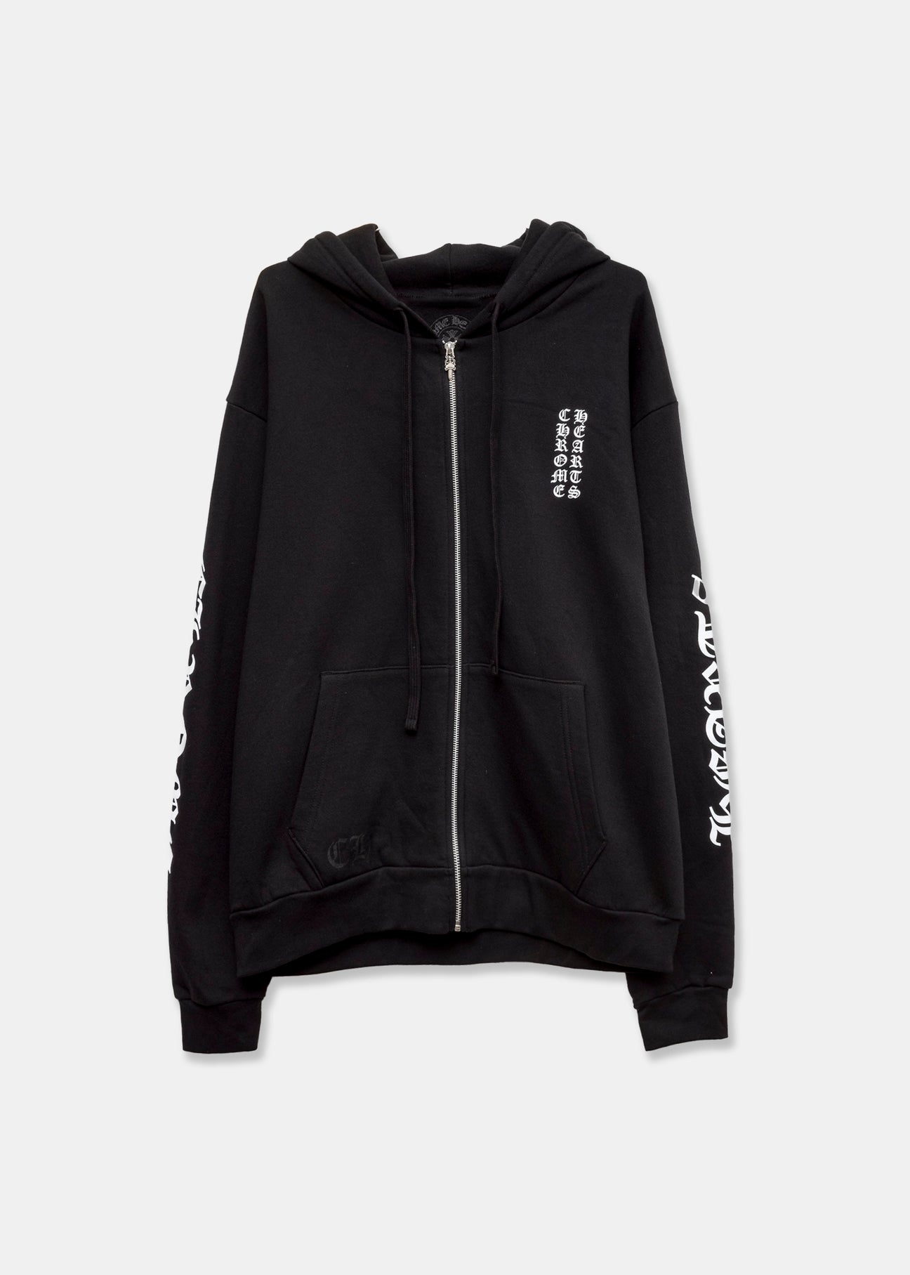 Chrome Hearts CH Black White Classic Arm Script Zip Up Hoodie - 1