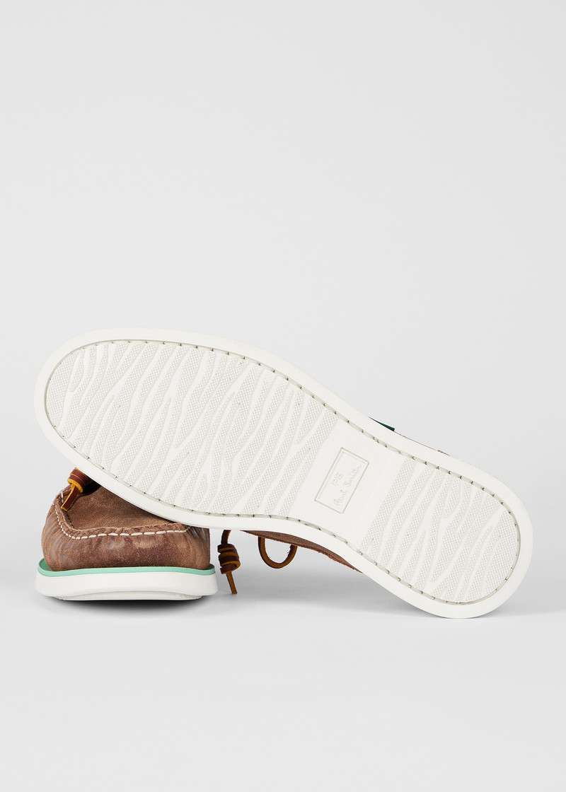 Paul Smith Tan Suede 'Pebble' Boat Shoes outlook