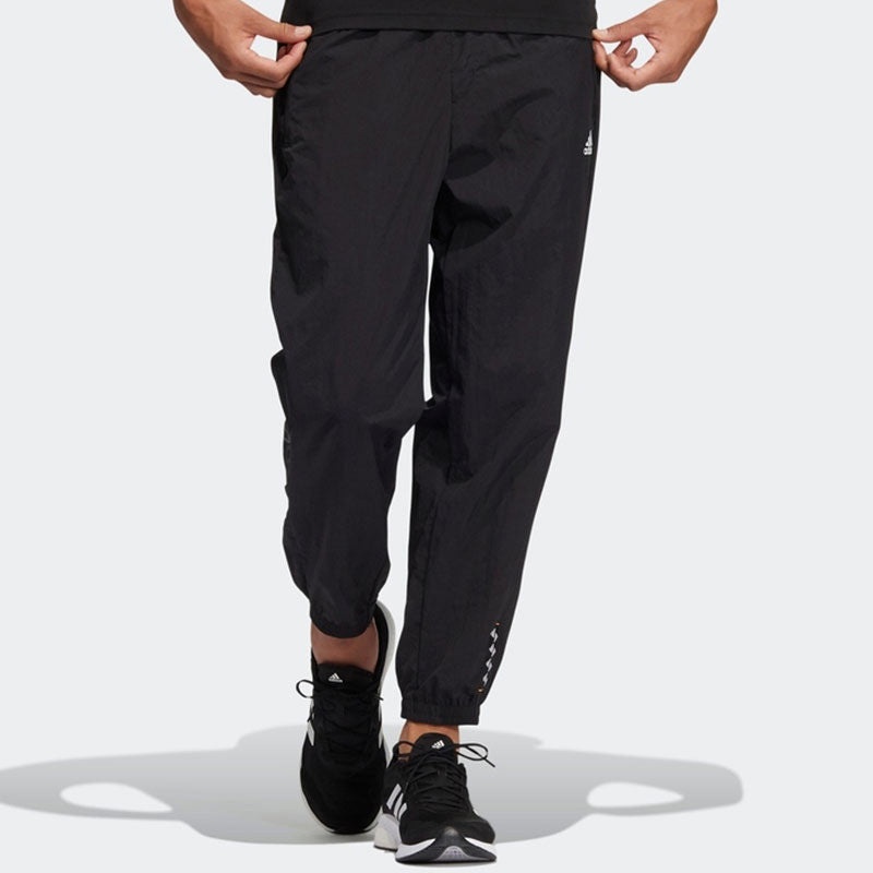 adidas Solid Color Small Label Woven Casual Sports Pants/Trousers/Joggers Autumn Black HE7419 - 3