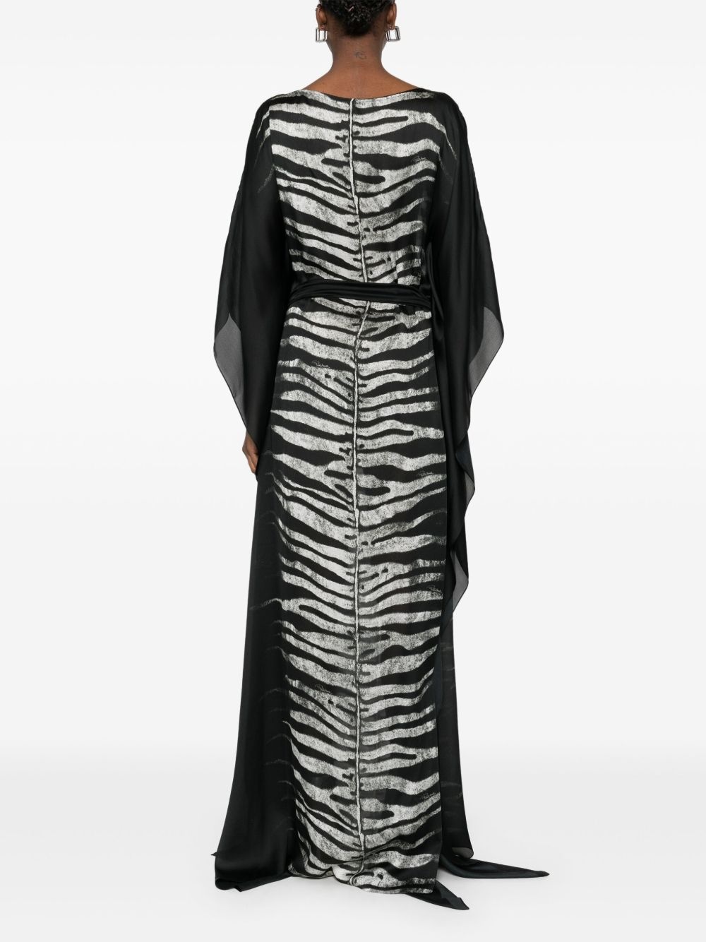 zebra-print belted maxi dress - 4