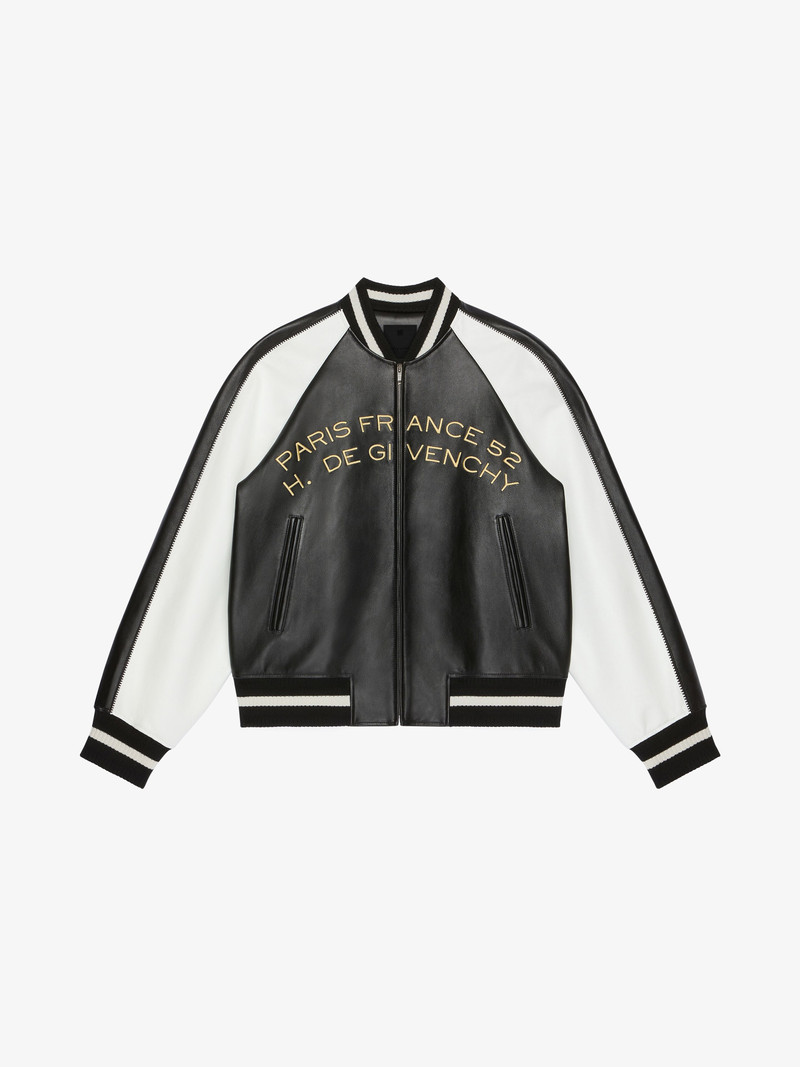 VARSITY JACKET IN NAPPA LEATHER WITH CHANDELIER AND SNAKE EMBROIDERIES - 1