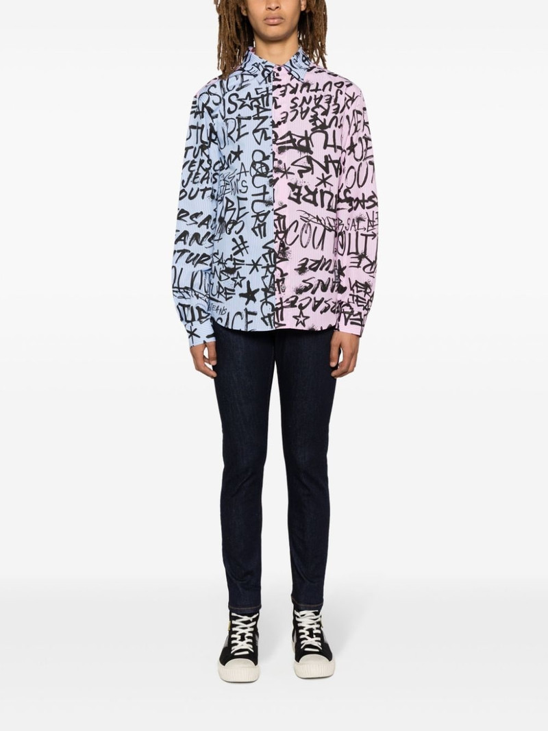 VERSACE JEANS COUTURE 로고 인쇄 면 셔츠 outlook