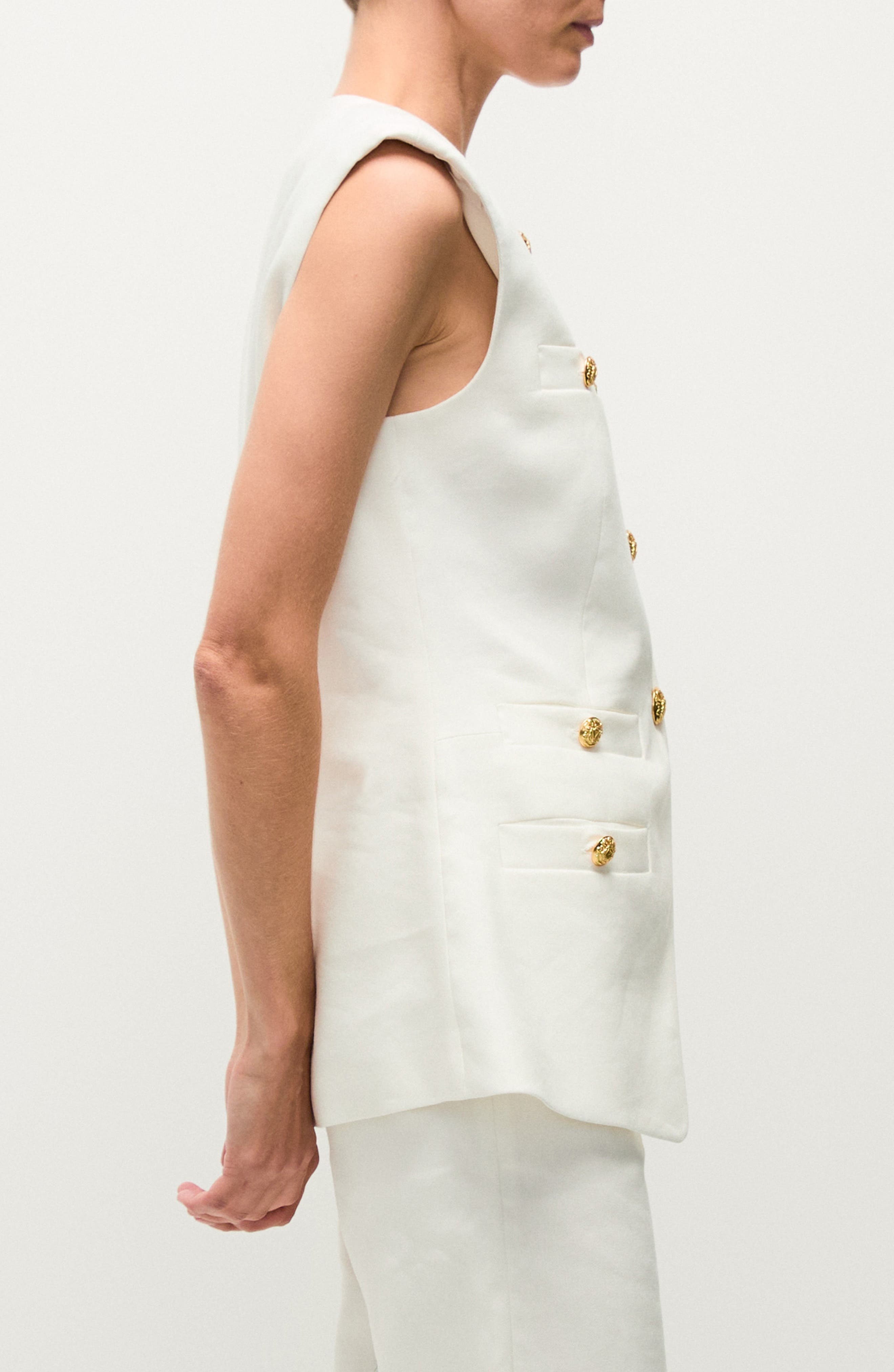 Veronica Beard Tamara Linen Blend Vest in Off White at Nordstrom - 3
