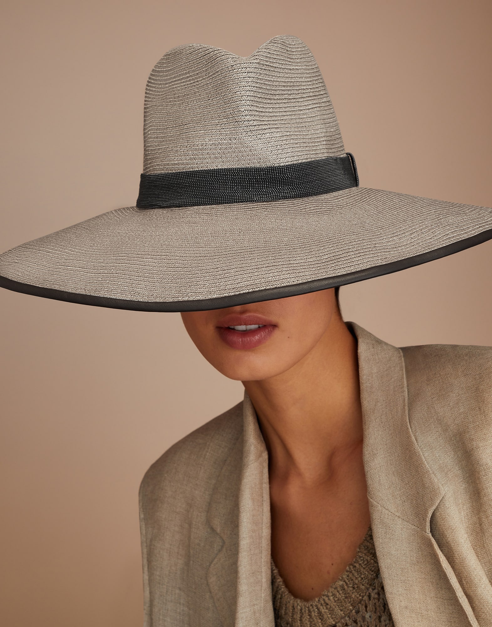 Hemp and cotton fedora with precious band - 3