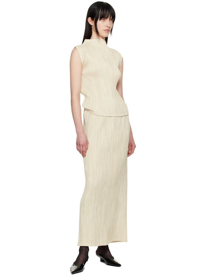 LE17SEPTEMBRE Beige Freya Pleats Midi Skirt outlook