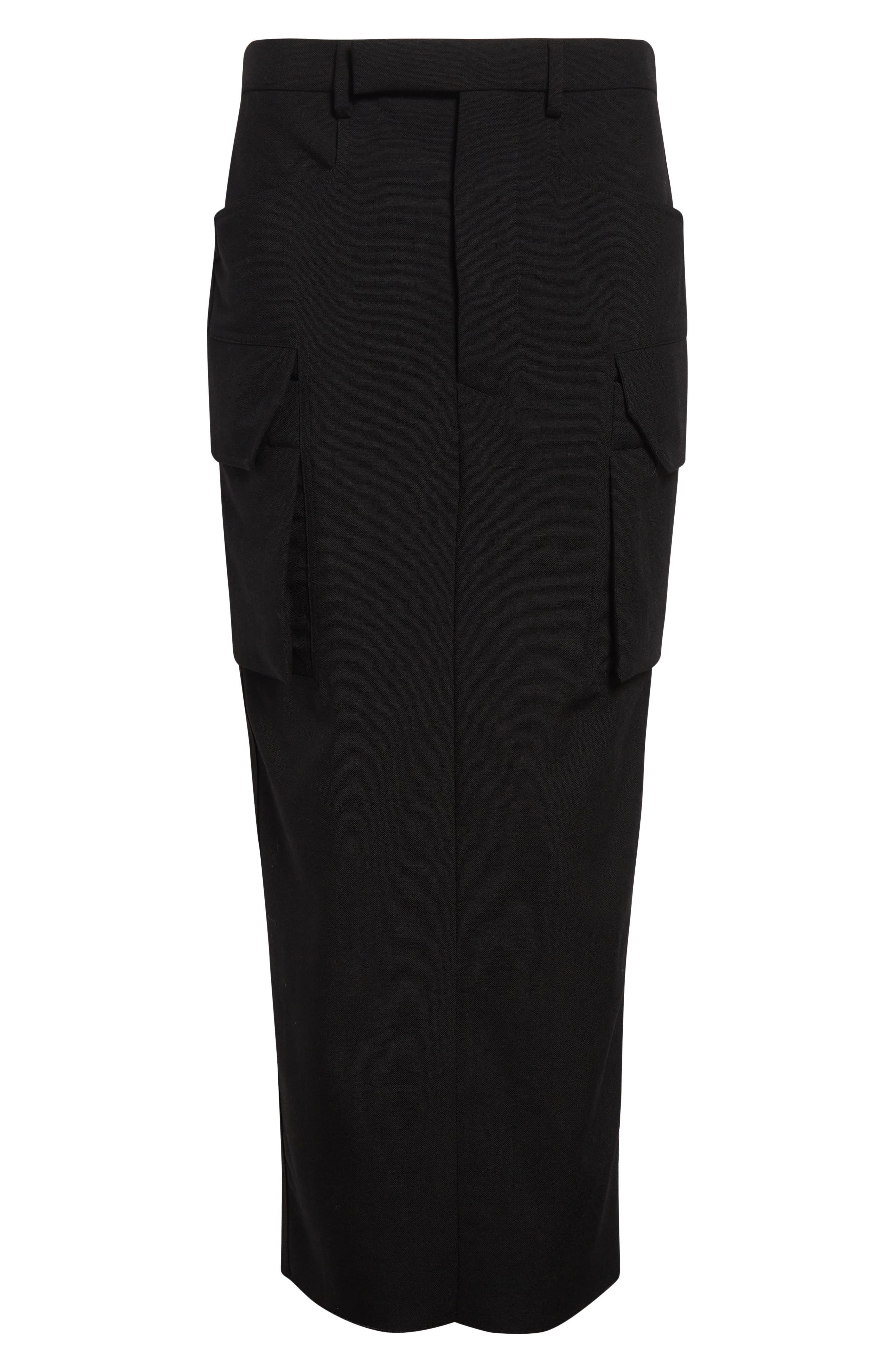 Rick Owens Firbanks Virgin Wool Twill Cargo Skirt in Black at Nordstrom - 6