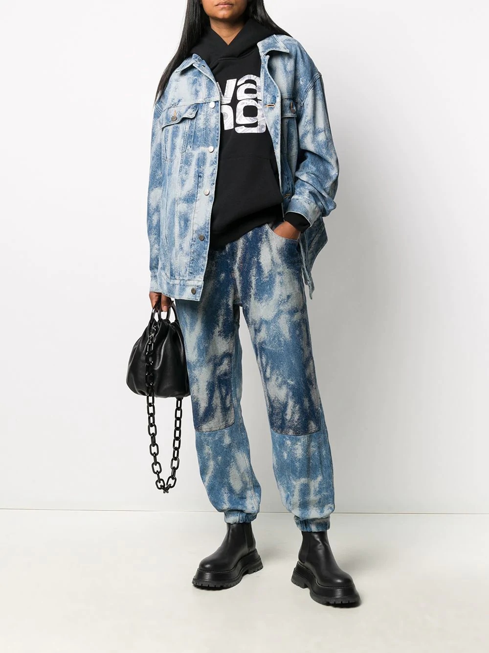 bleached-effect denim jacket - 3