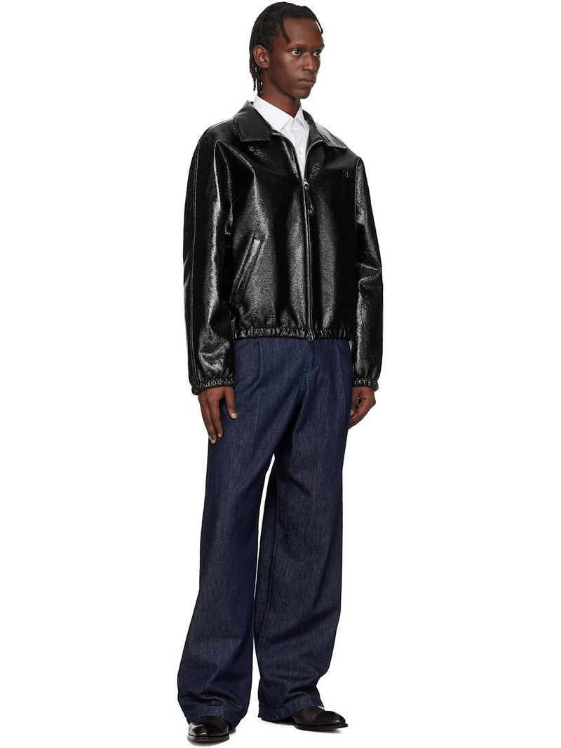 courrèges Black Vinyl Zipped Bomber Jacket outlook