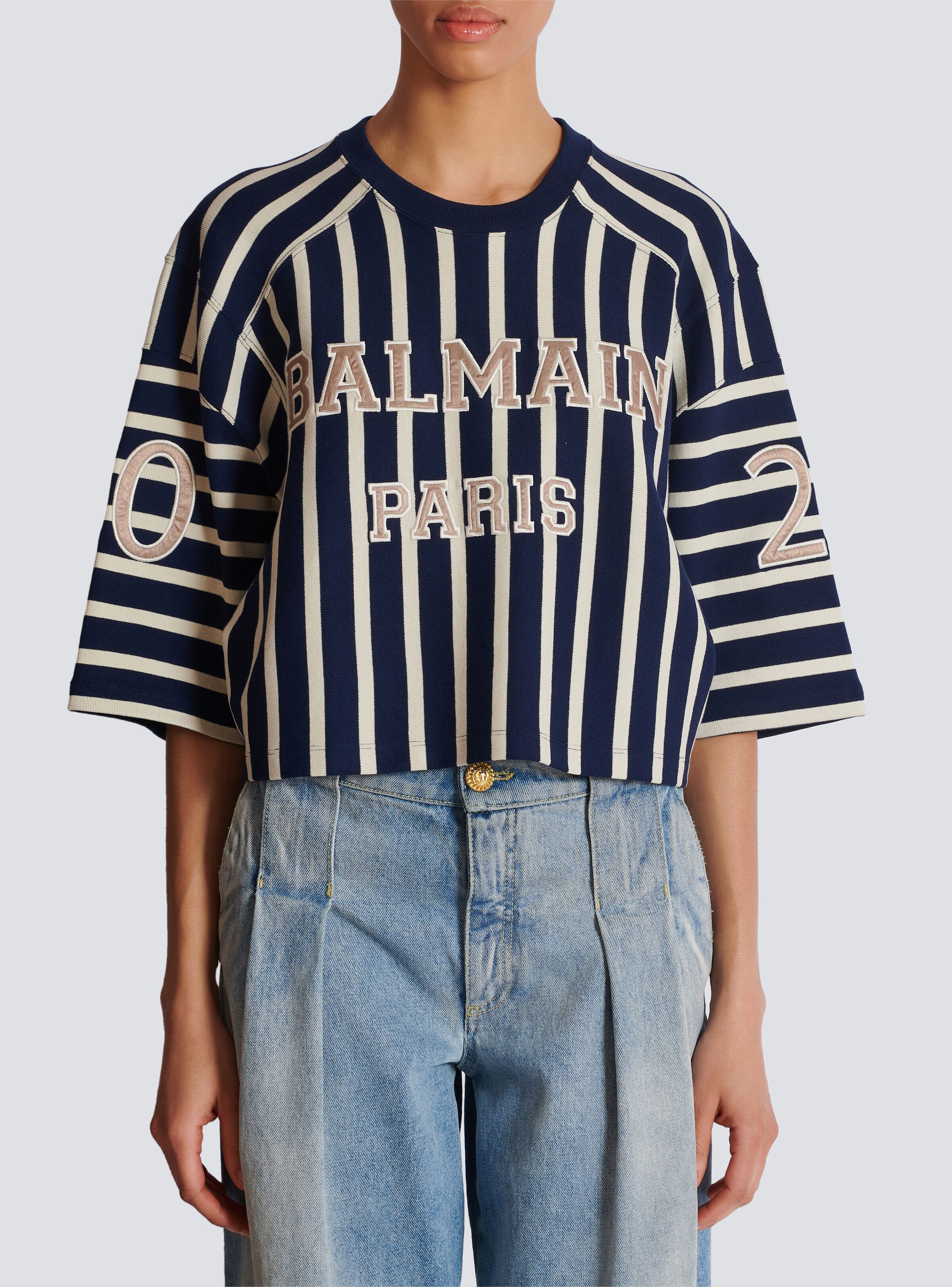 Striped Balmain Baseball T-shirt - 5