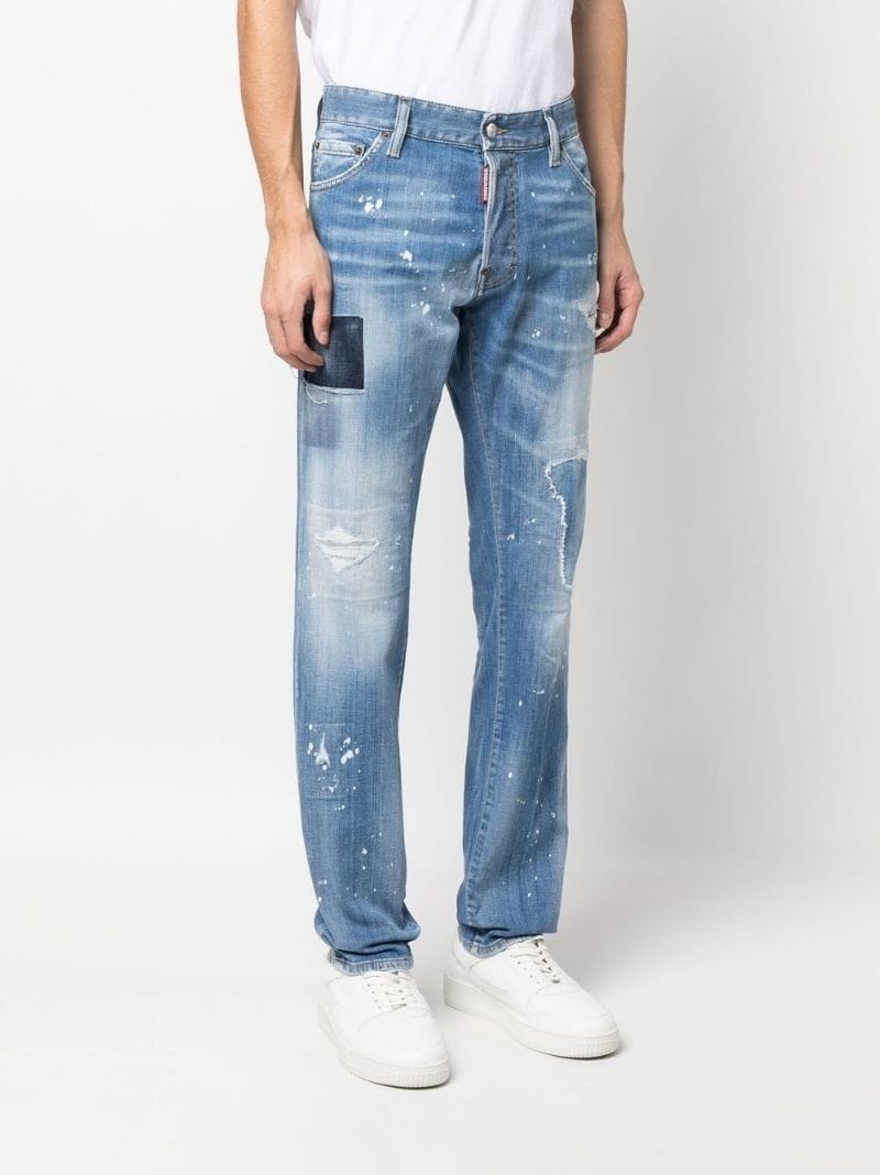 distressed mid-rise straight-leg jeans - 3