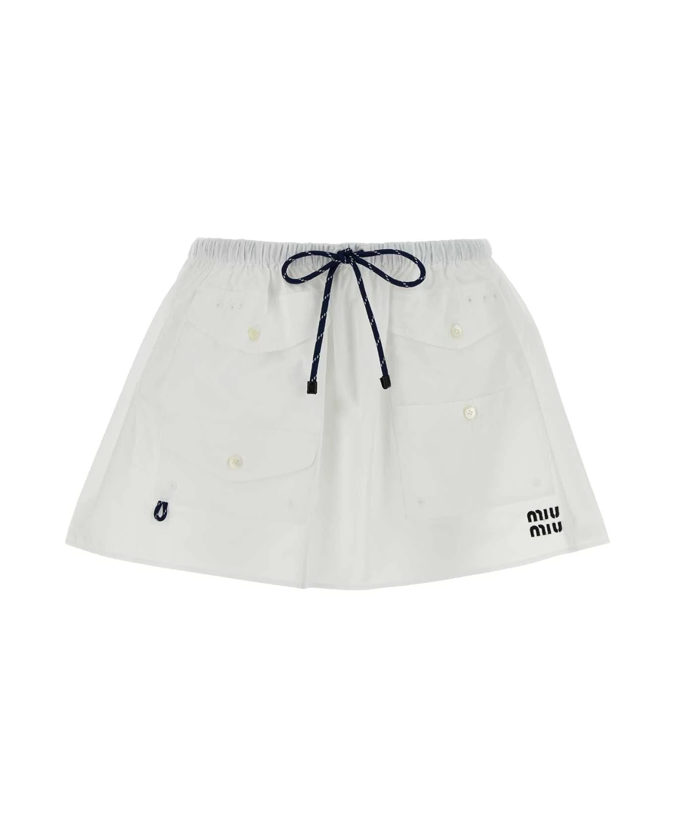 White Poplin Mini Skirt - 1