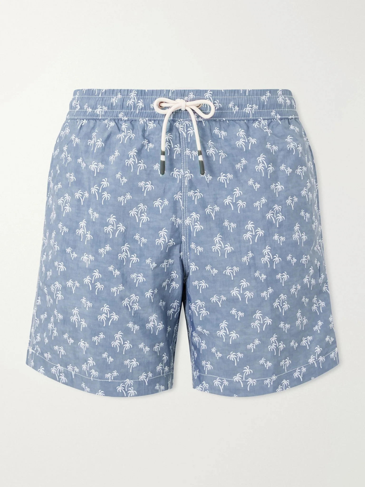 Straight-Leg Mid-Length Printed Swim Shorts Blue - 1