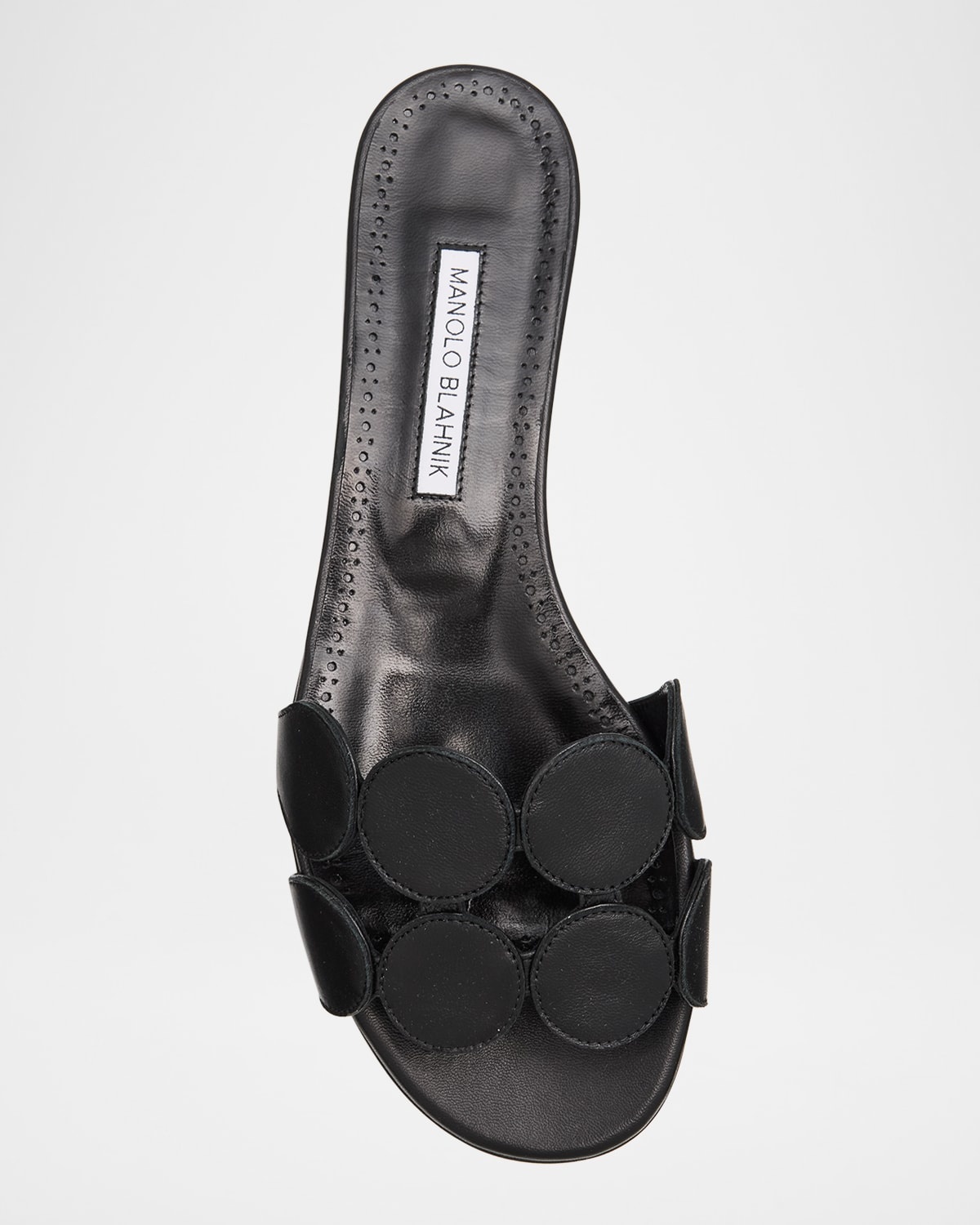 Circle-Cut Leather Flat Slide Sandals - 5