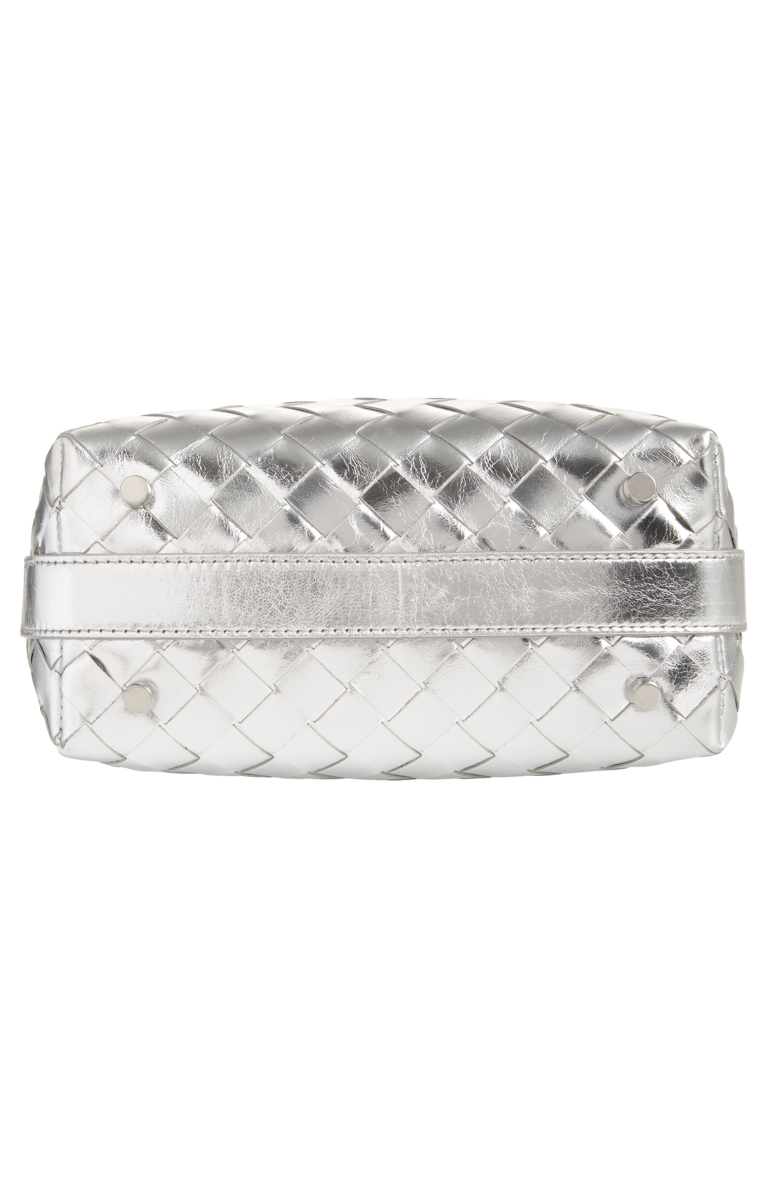 Bottega Veneta Mini Wallace Mirror Intrecciato Metallic Leather Shoulder Bag in 8101 Silver/Silver a - 7