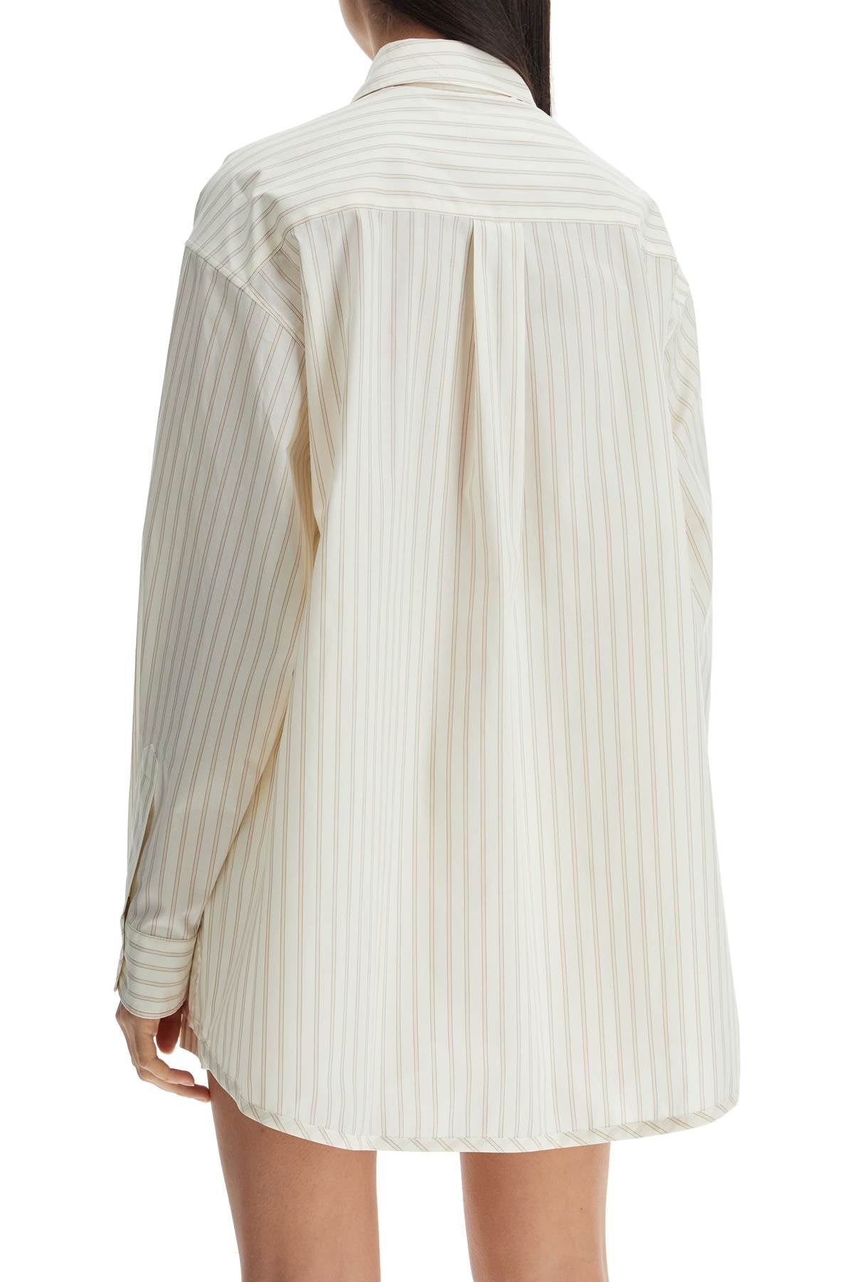 Marni Ivory Striped Cotton Top With Embroidered Logo Women - 3