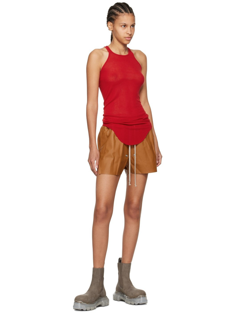 Rick Owens Orange Gabe Leather Shorts outlook