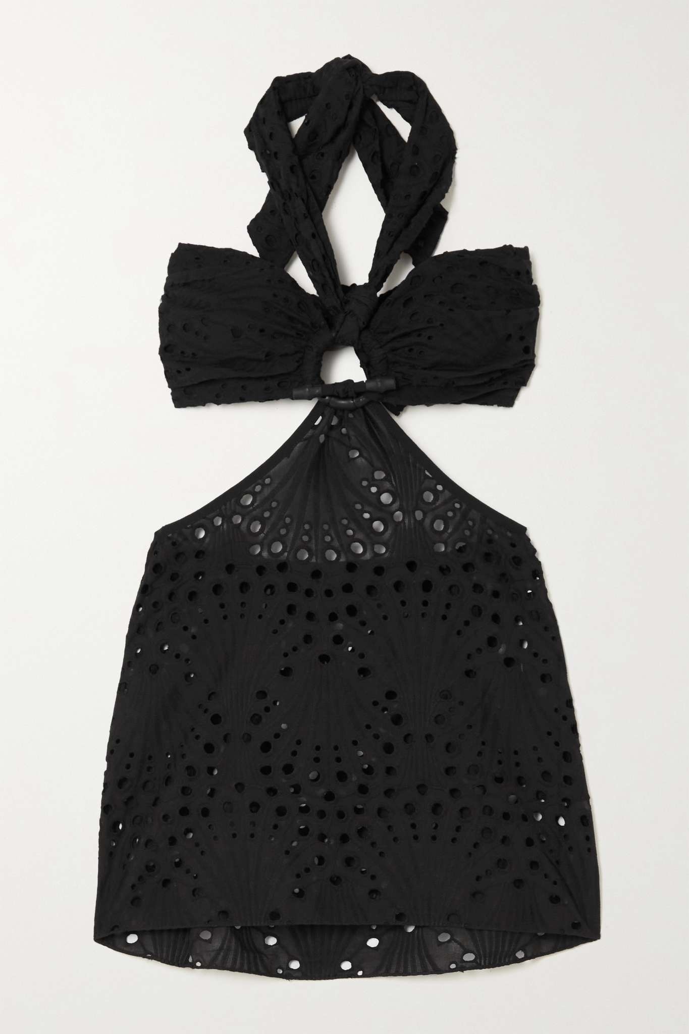 + NET SUSTAIN Uncu cutout broderie anglaise cotton halterneck mini dress - 1