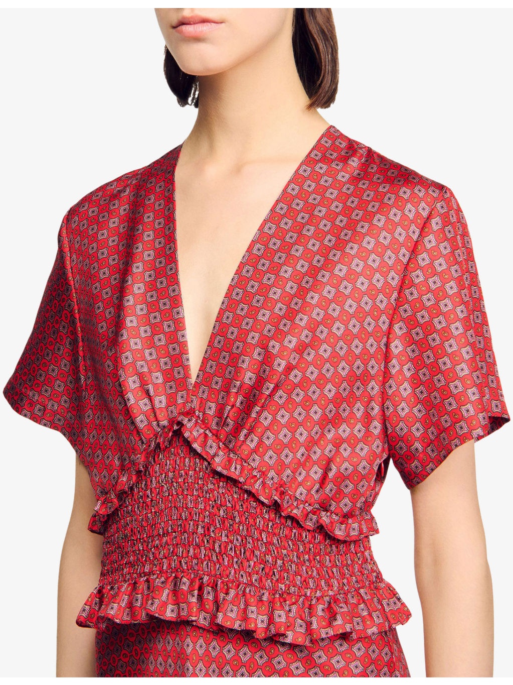 Scarf-Print V-Neck Woven Maxi Dress - 6