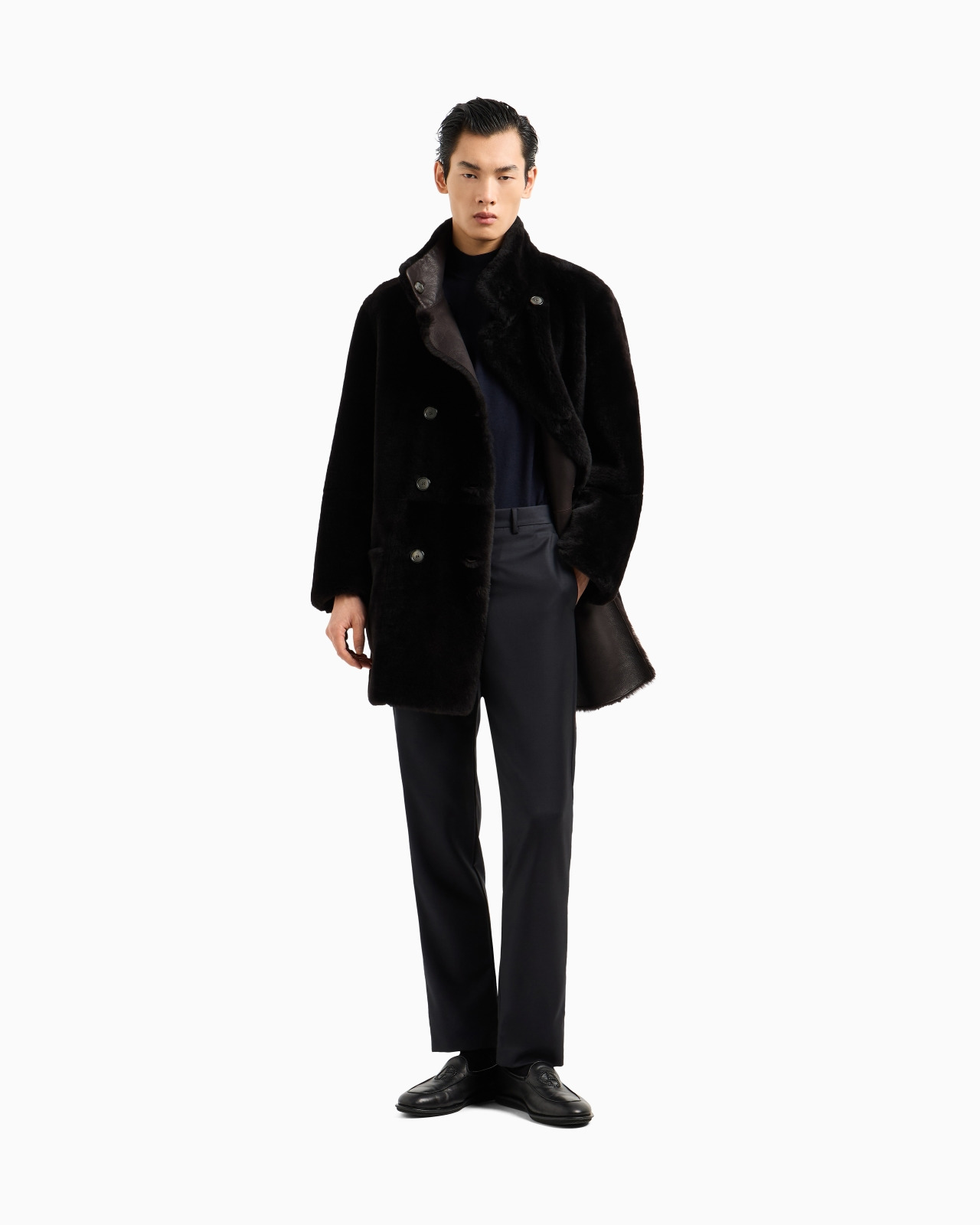 Reversible, double-breasted sheepskin pea coat - 2
