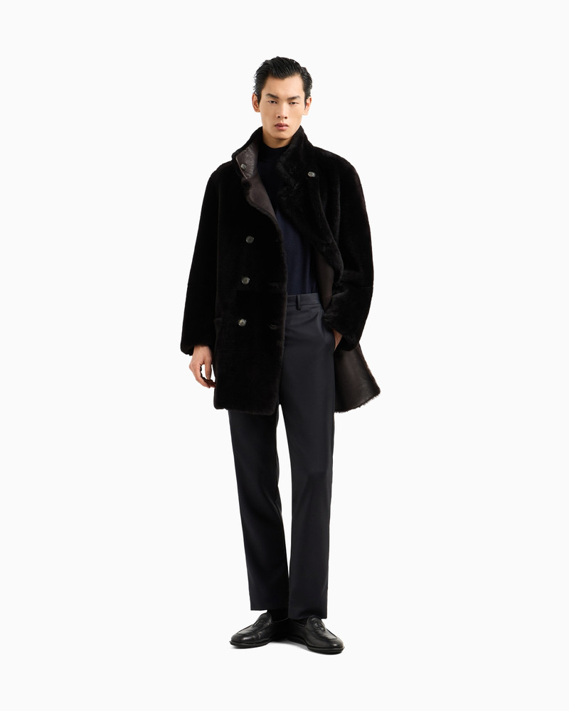 Reversible, double-breasted sheepskin pea coat 2