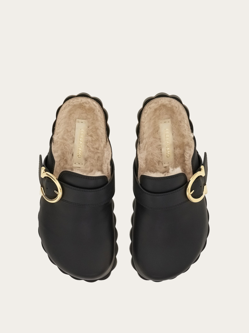 FERRAGAMO Gancini clog with rippled sole detail outlook