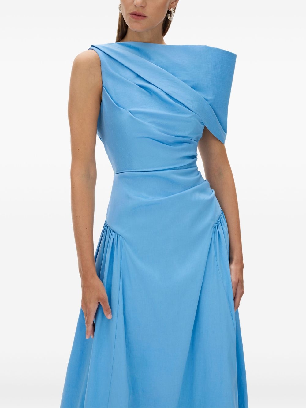 asymmetric draped gown - 5