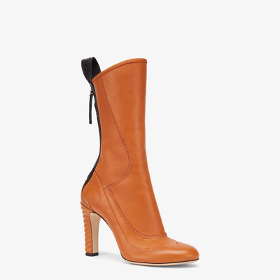 FENDI Brown leather Promenade Booties outlook