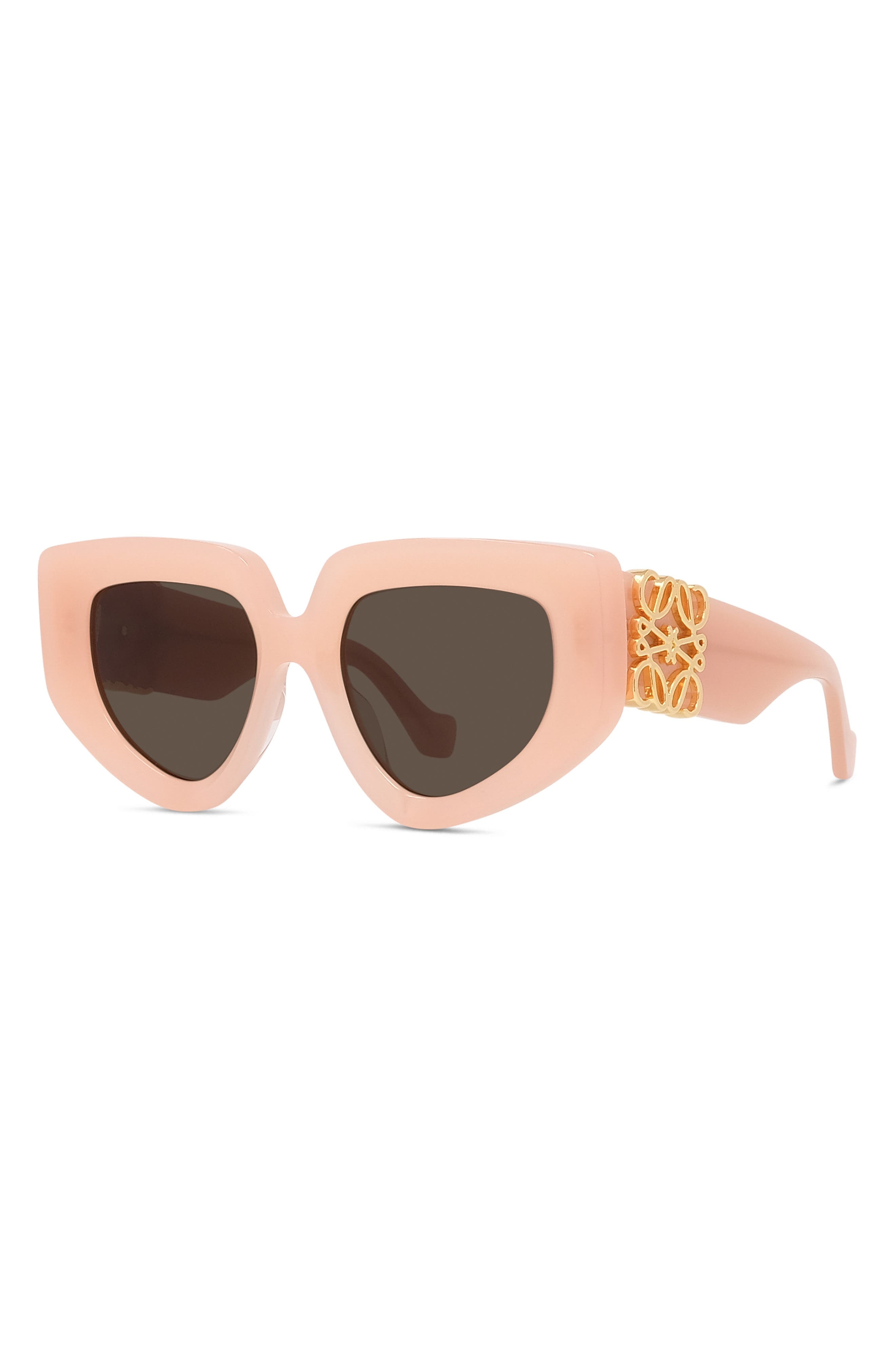 Loewe Anagram 51mm Geometric Sunglasses in Shiny Pink /Brown at Nordstrom - 2