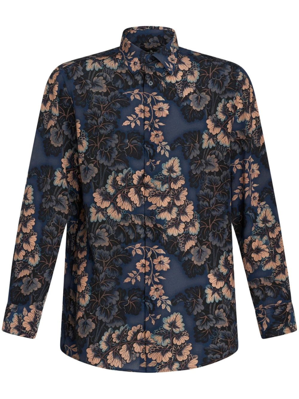 floral-print silk shirt - 1