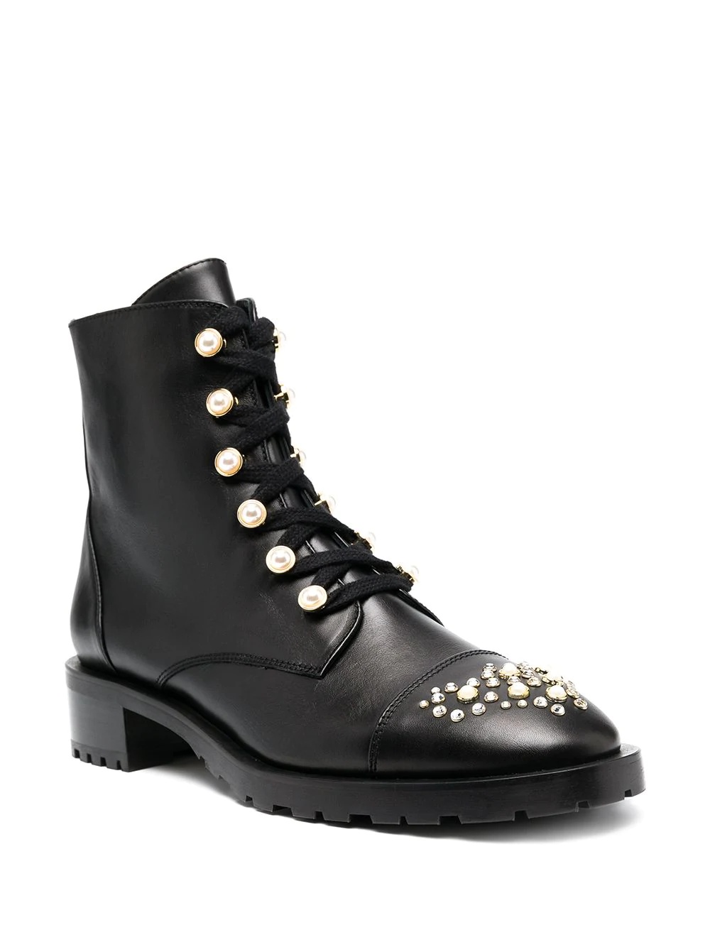 gem-embellished combat boots - 2