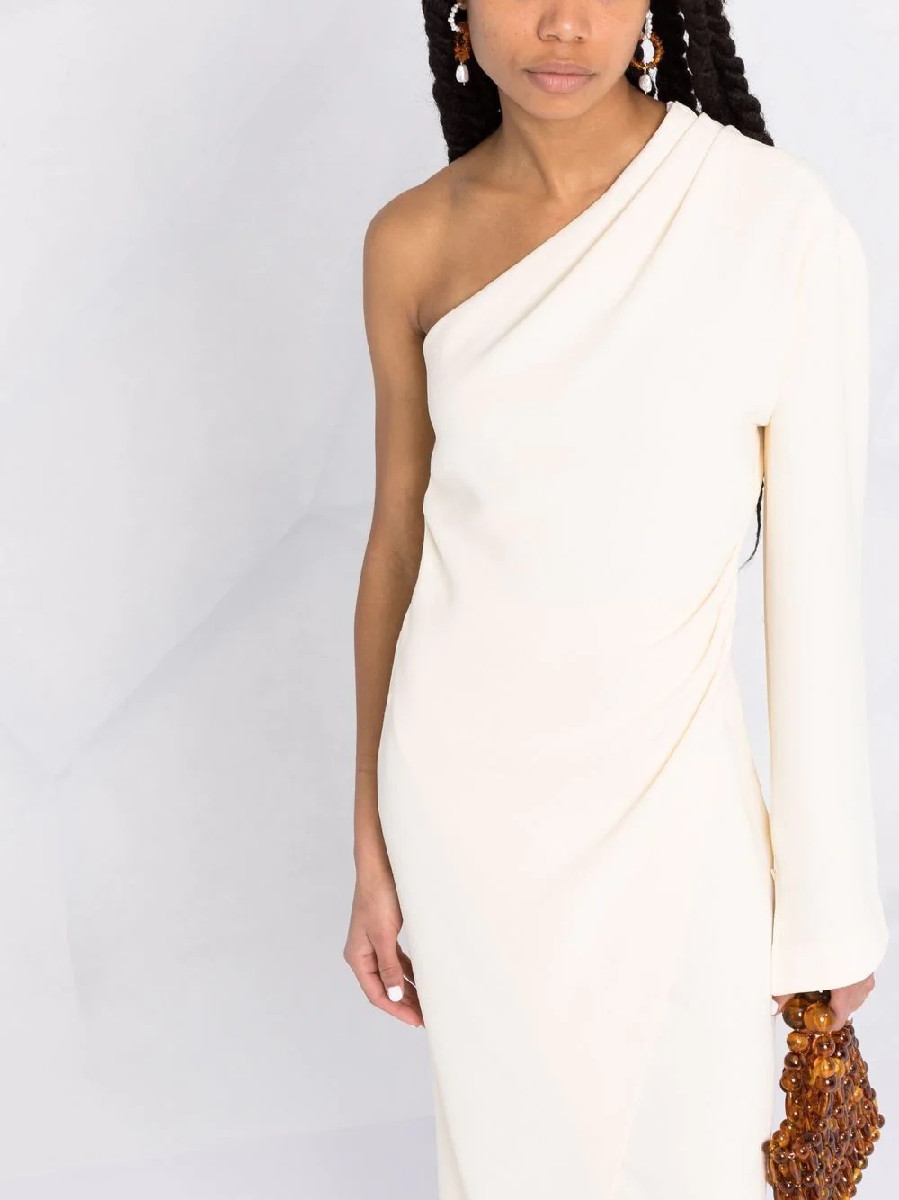 one-shoulder midi wrap dress - 5