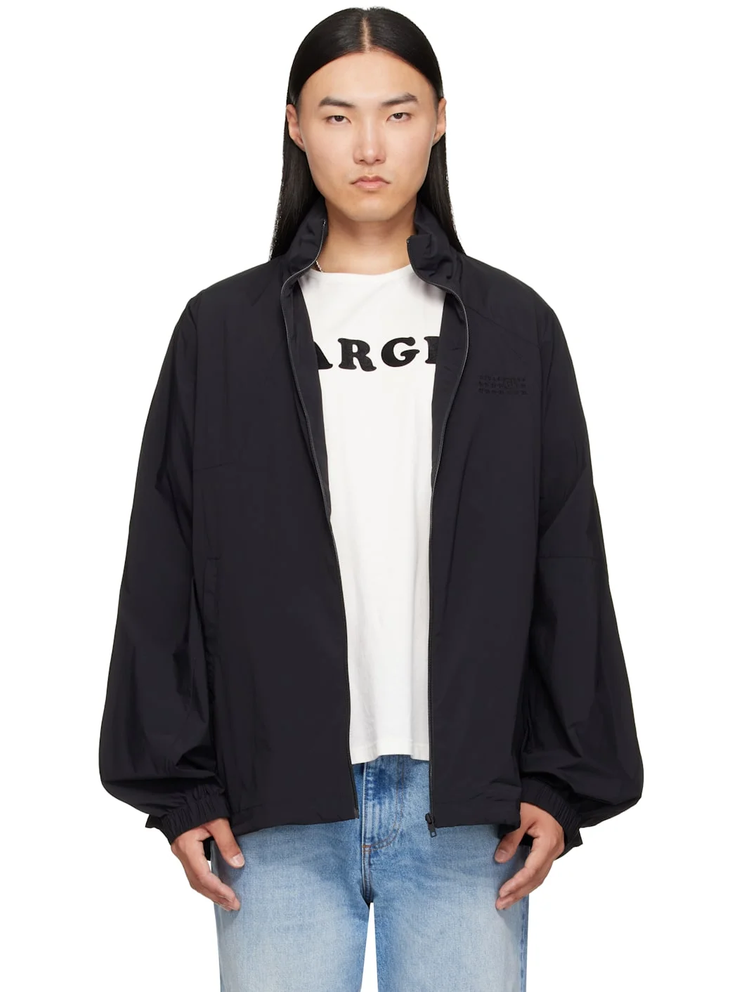 Black Nylon Zip Jacket - 1