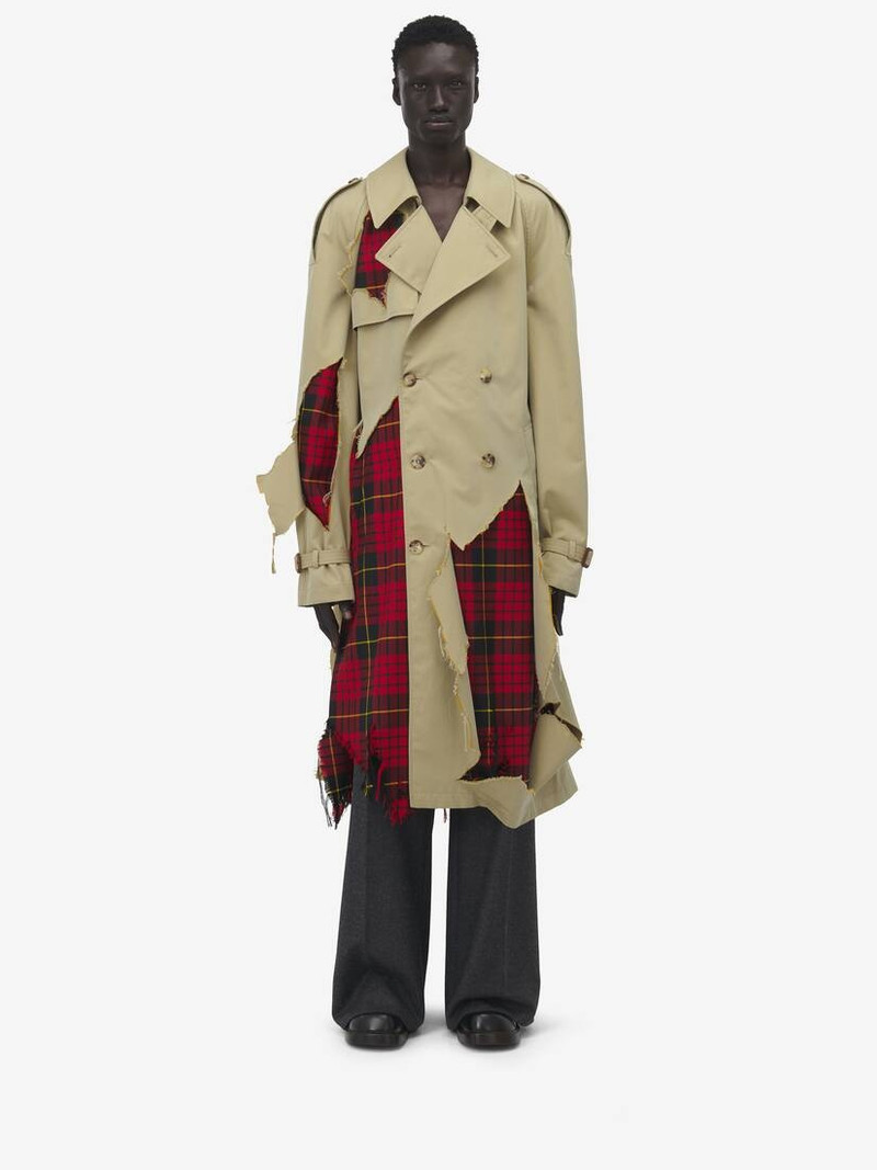 Alexander McQueen Distressed Tartan Trench Coat outlook