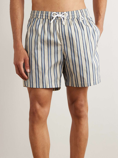 Loro Piana Bay Vintage Straight-Leg Mid-Length Logo-Print Striped Swim Shorts outlook