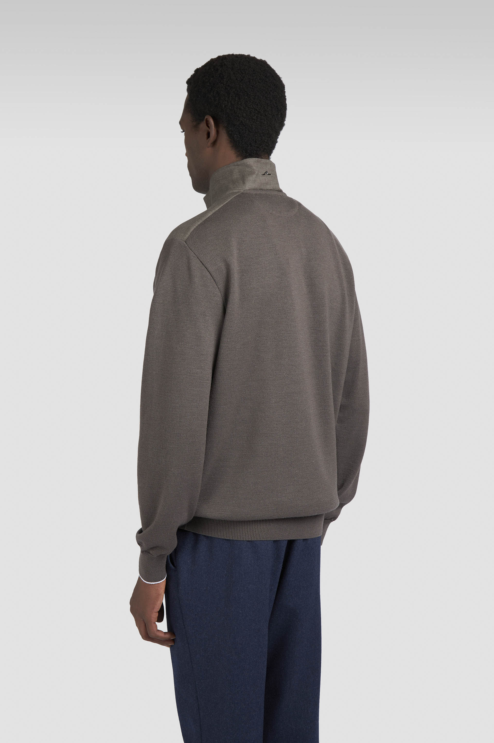 RIVIERA METAL SHARK FIN MERINO EXTRAFINE HALF ZIP SWEATER - 3