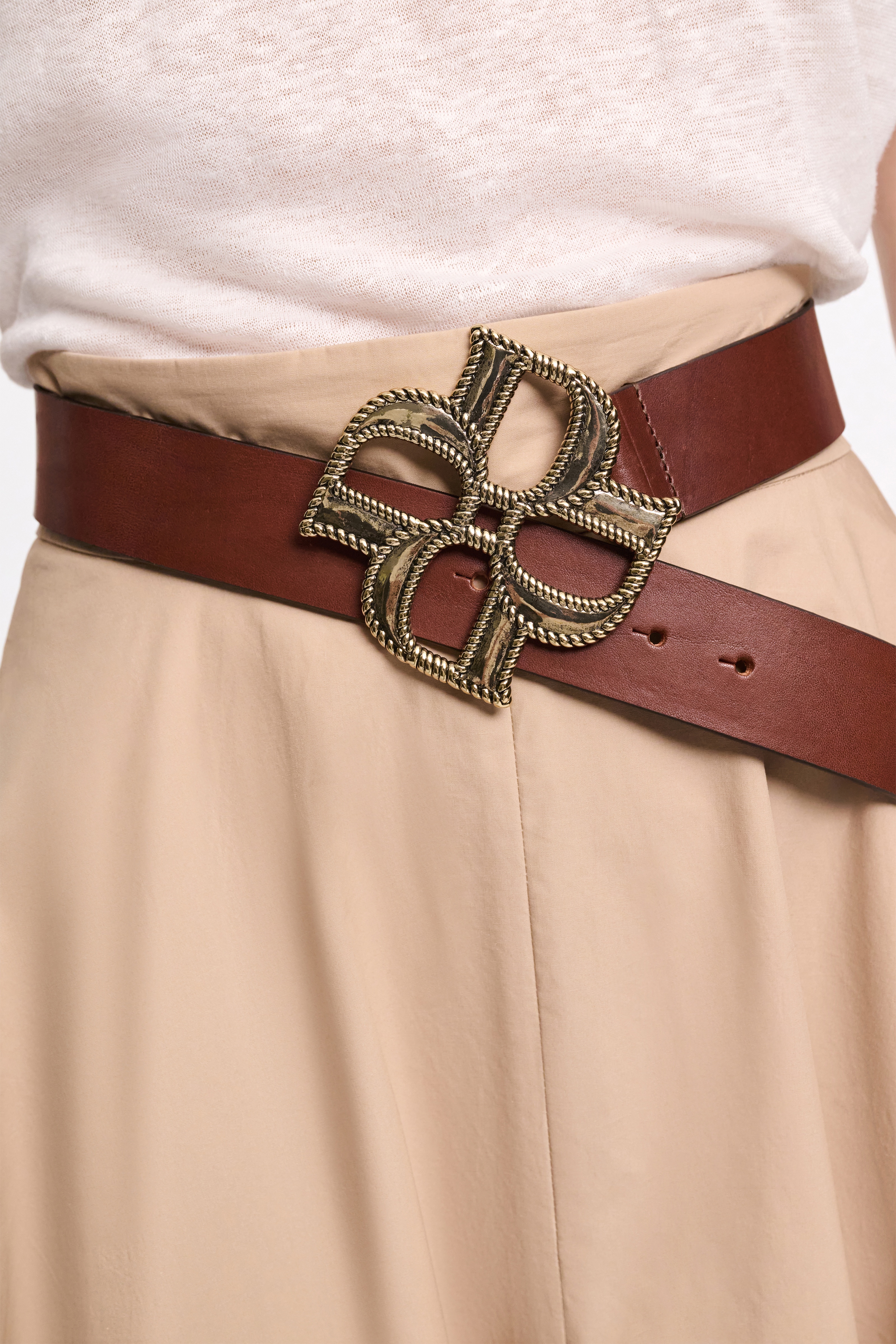 VINTAGE ROSE drose belt 4cm vintage cuoio - 4