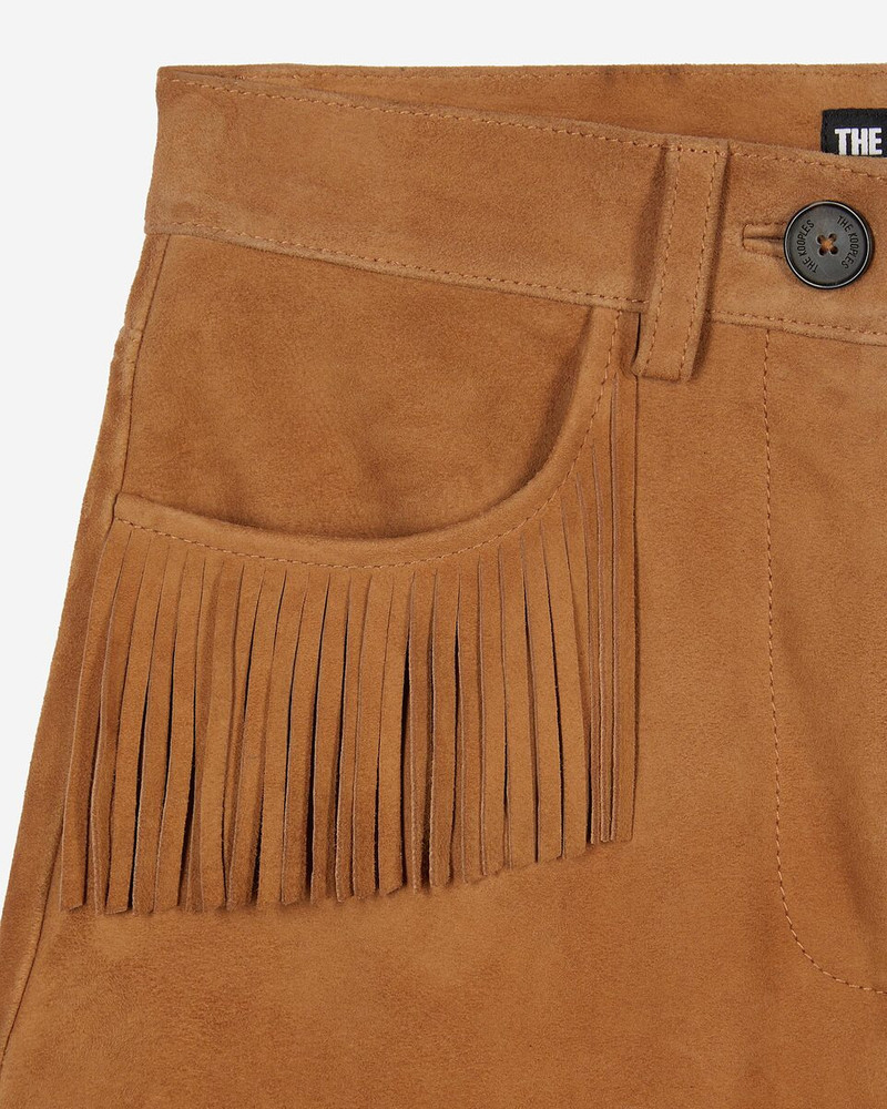 CAMEL LEATHER SHORTS WITH FRINGES 5