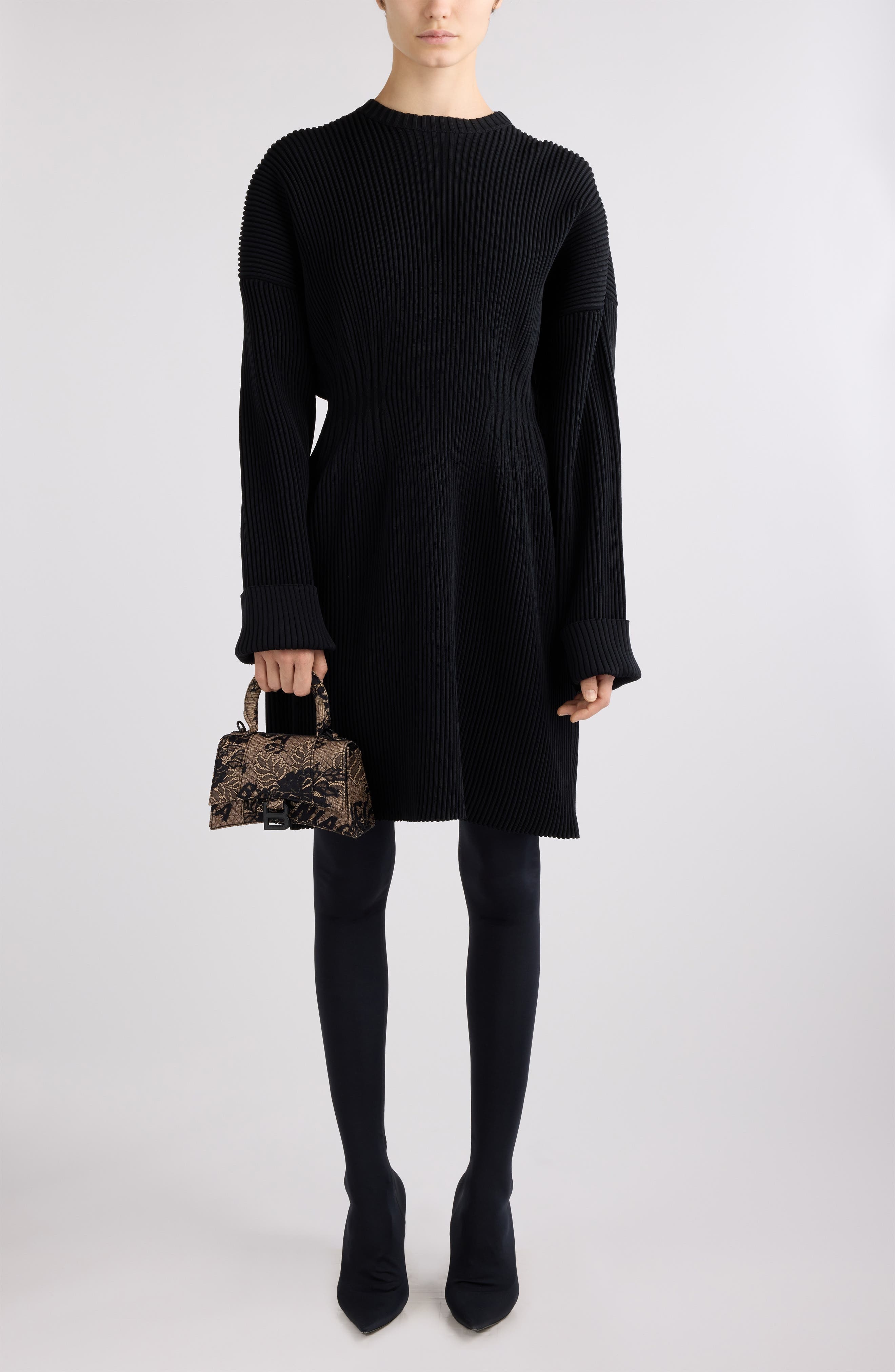 Hourglass Long Sleeve Rib Sweater Dress - 2