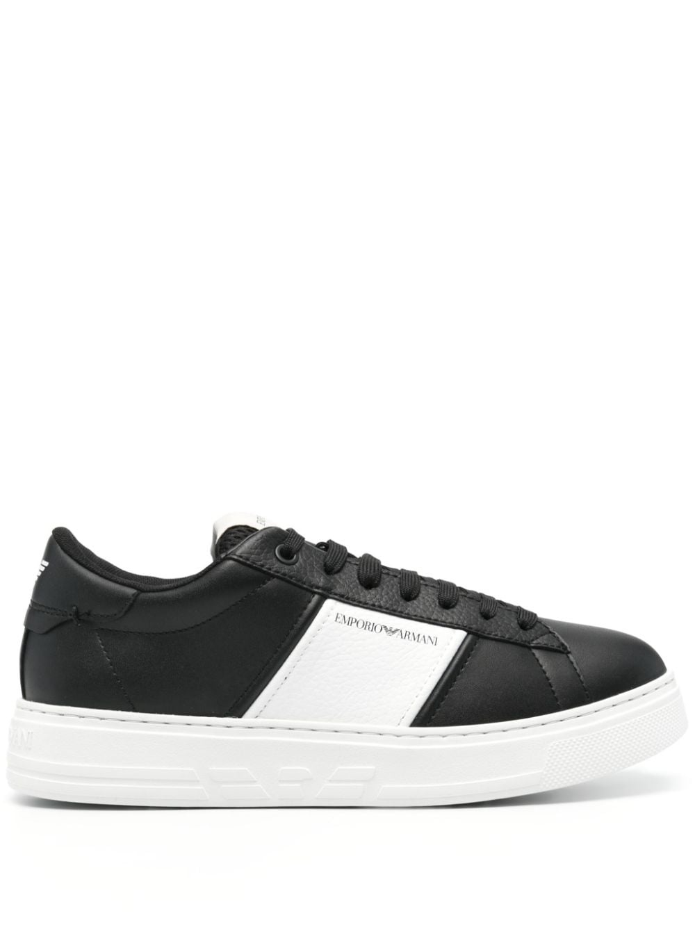 logo-print leather sneakers - 1