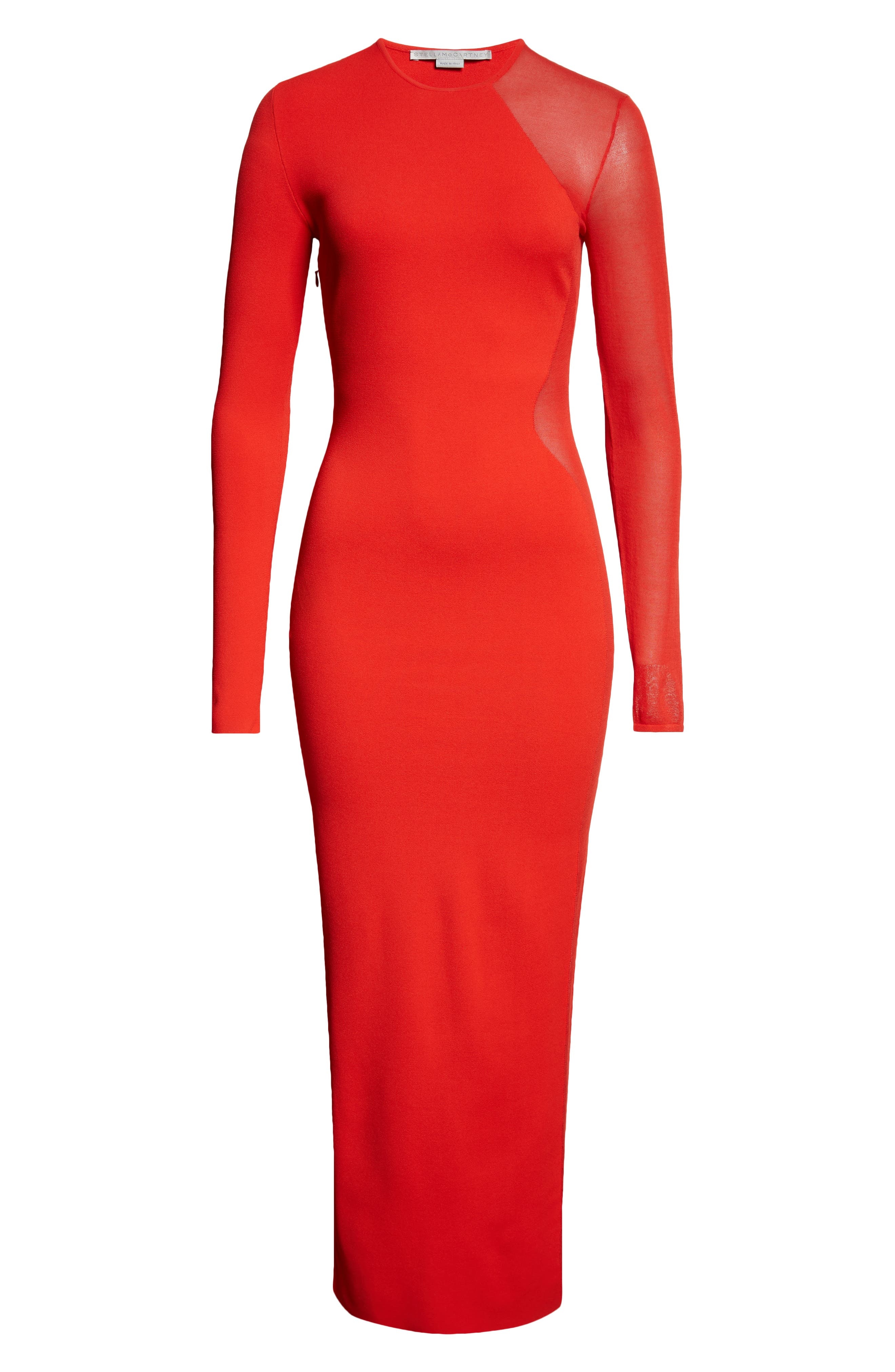 Stella McCartney Miracle Long Sleeve Compact Knit Dress in Lipstick Red at Nordstrom - 5