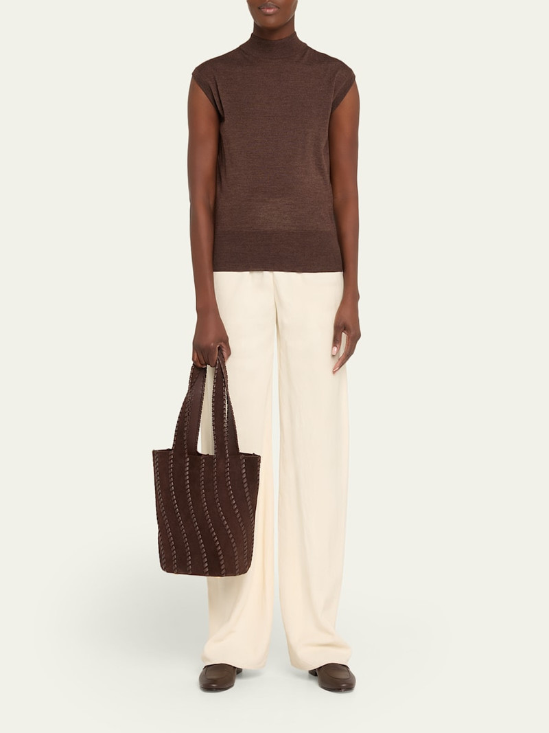 Talia Leather Whipstitch Suede Bucket Bag 5