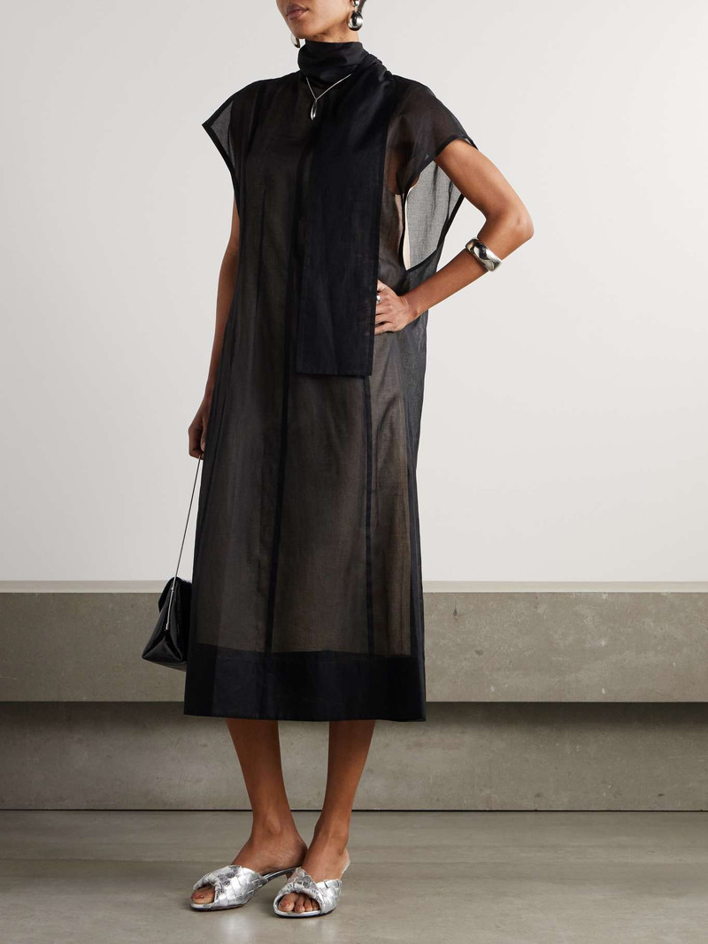 Carven Scarf-effect cotton-organza midi dress Black outlook