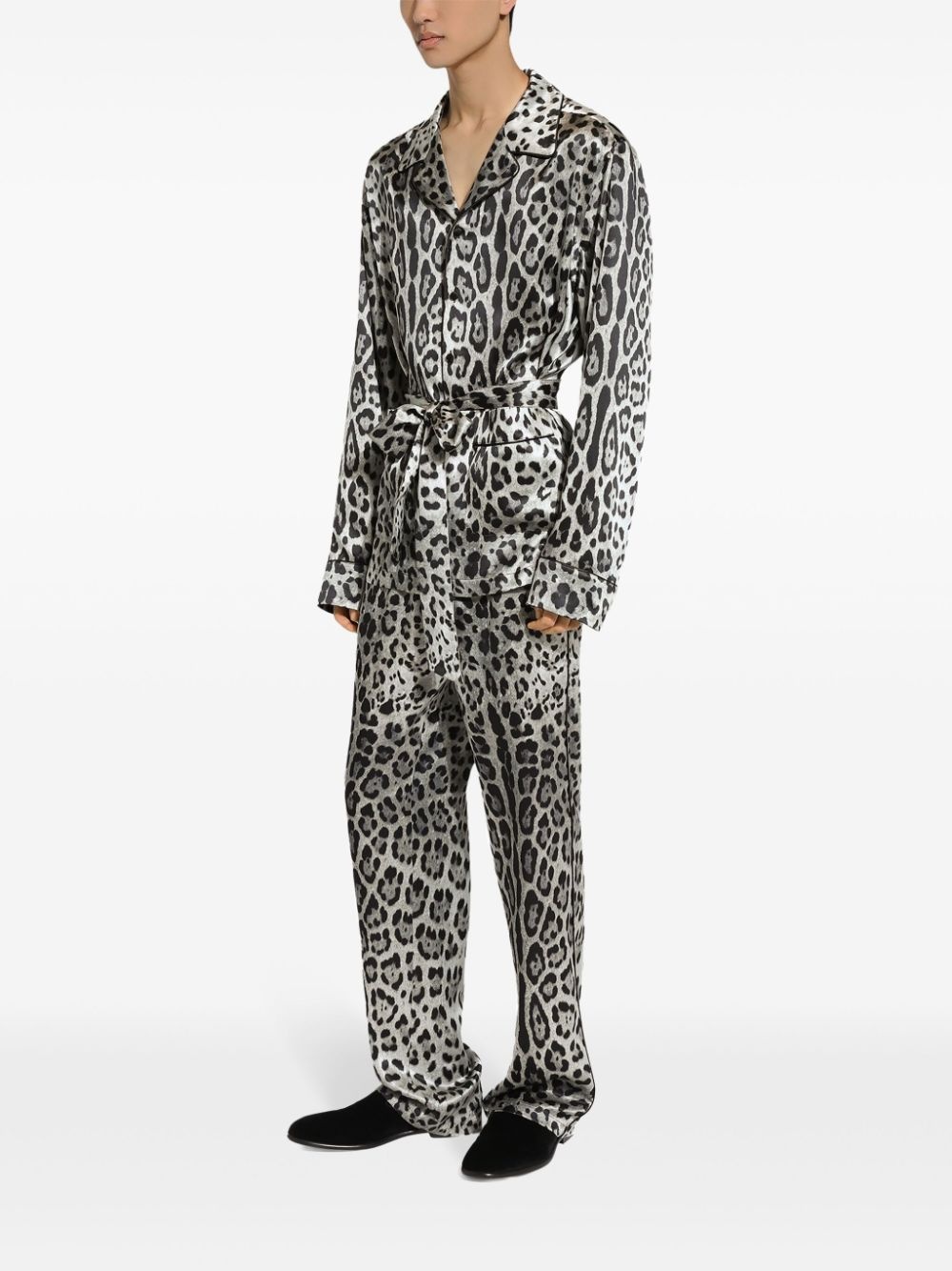 animal-print silk lounge trousers - 3