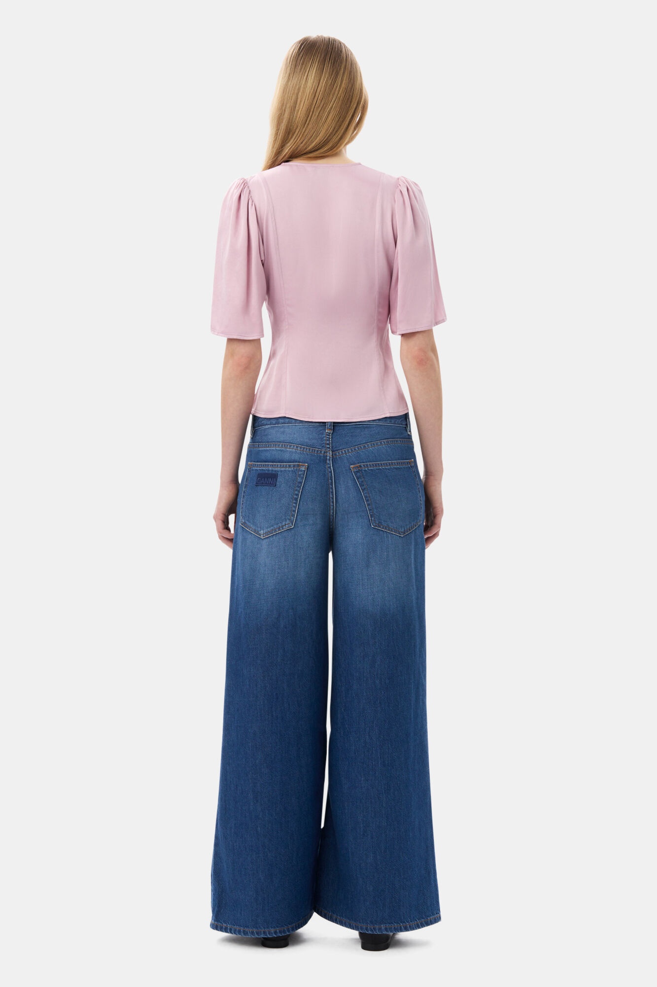 PINK WASHED SATIN WRAP BLOUSE - 5