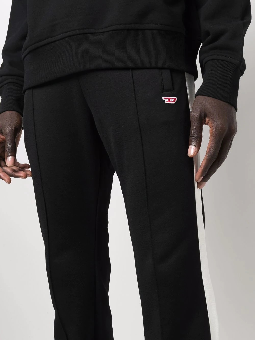 two-tone straight-leg trousers - 5